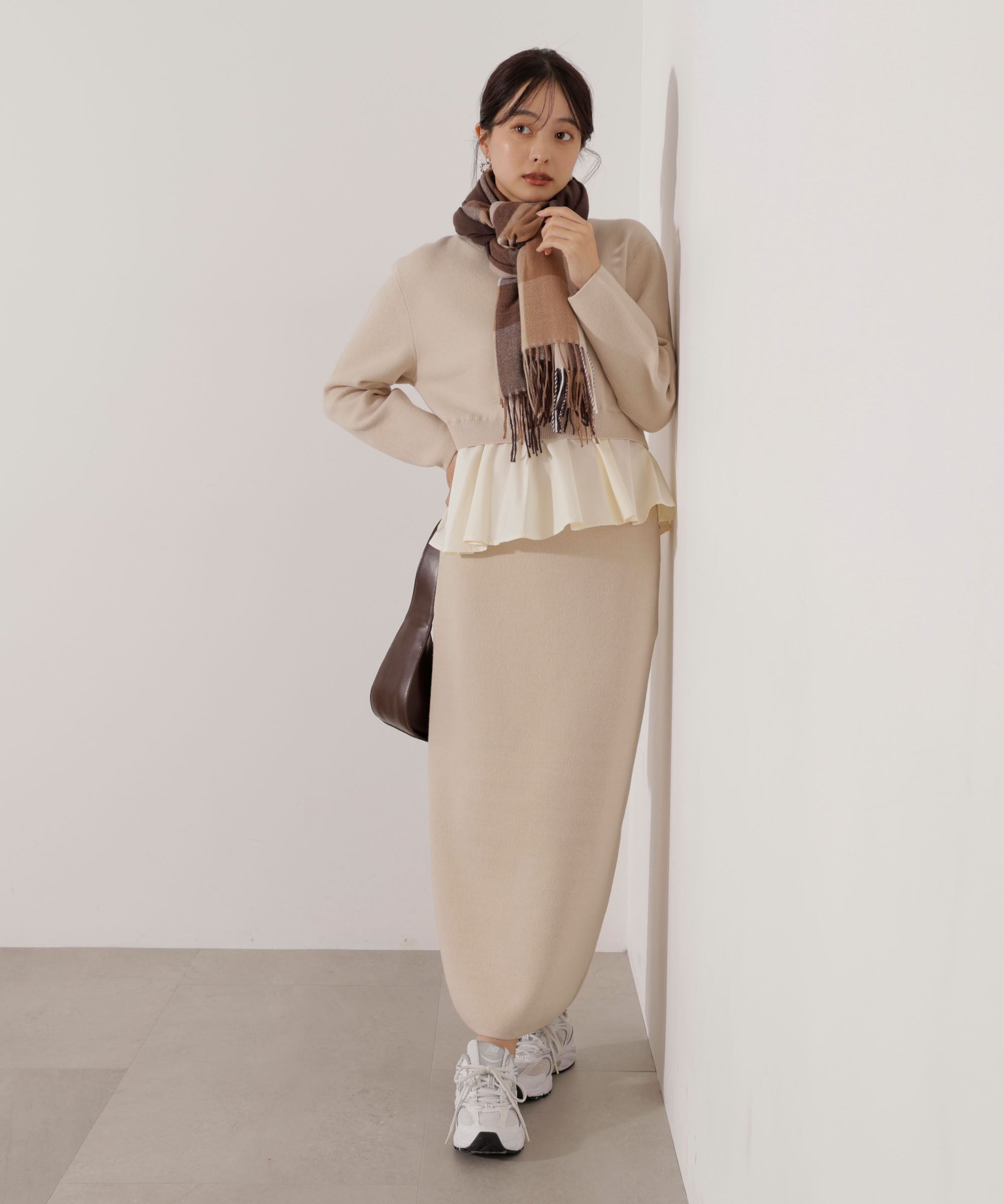 PROPORTION BODY DRESSING「＜ウォッシャブル＞ランダムヘムペプラムニットSETUP 25AW」|ワンピース|