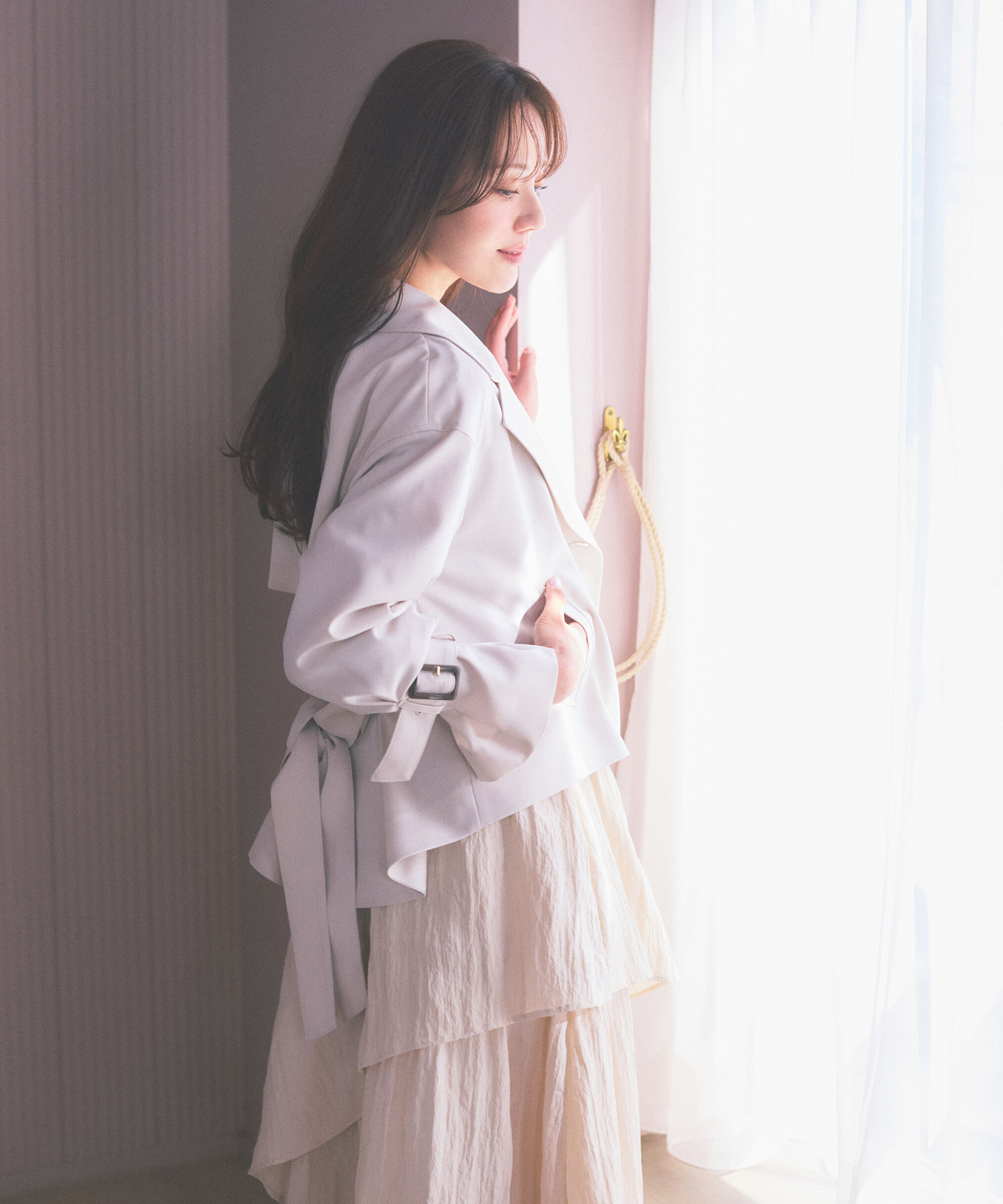 PROPORTION BODY DRESSING「＜防シワ/花粉リリース＞ショートトレンチコート」|ブルゾン・スタジャン|グレージュ