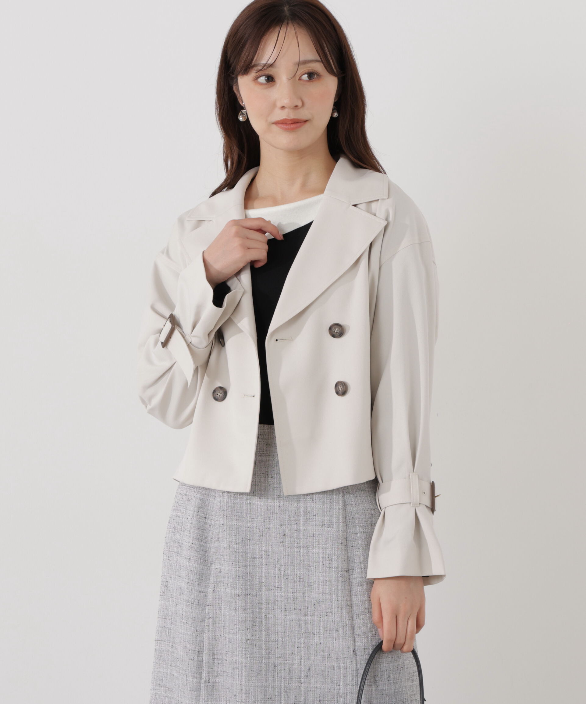 PROPORTION BODY DRESSING「＜防シワ/花粉リリース＞ショートトレンチコート」|ブルゾン・スタジャン|