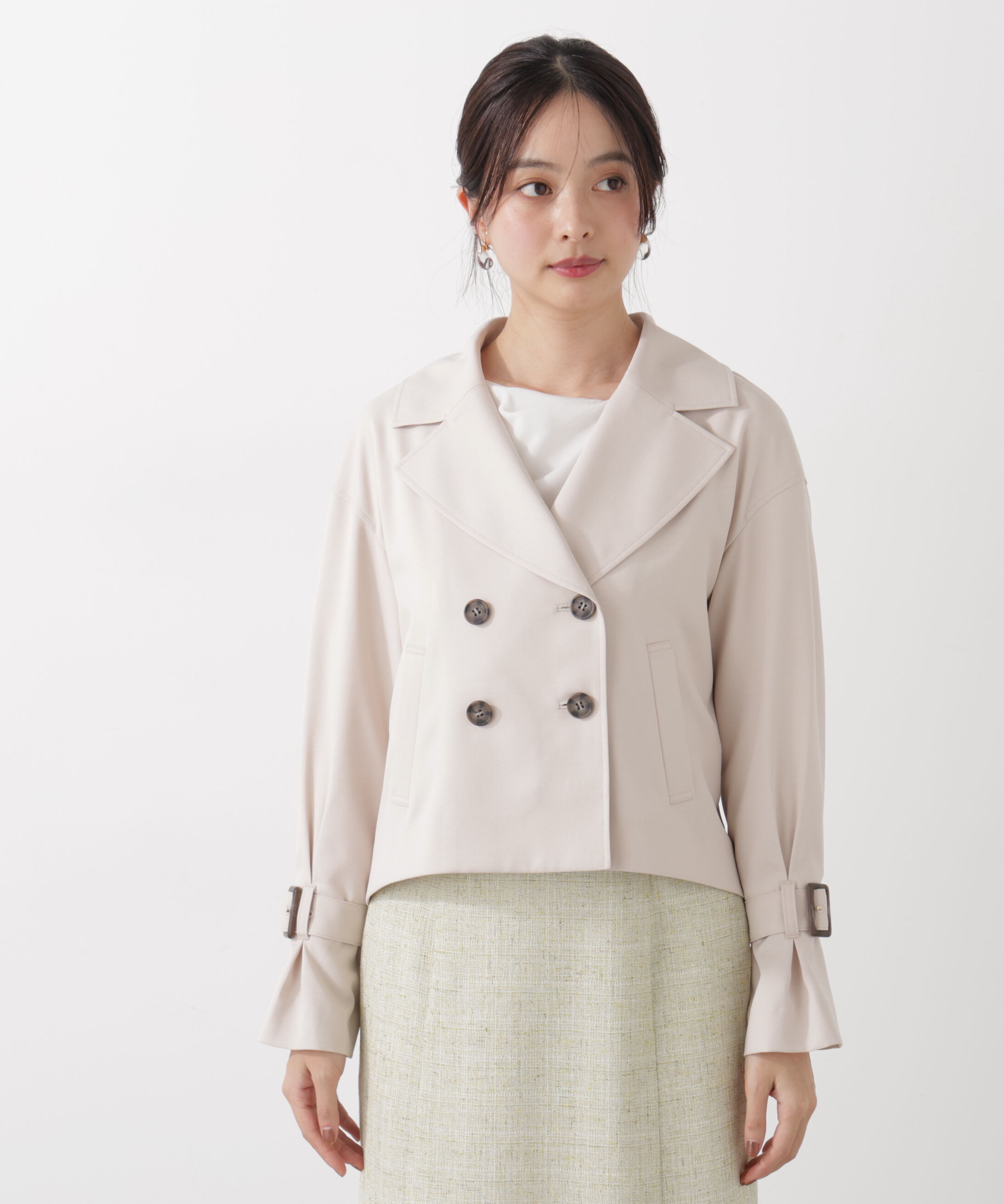 PROPORTION BODY DRESSING「＜防シワ/花粉リリース＞ショートトレンチコート」|ブルゾン・スタジャン|