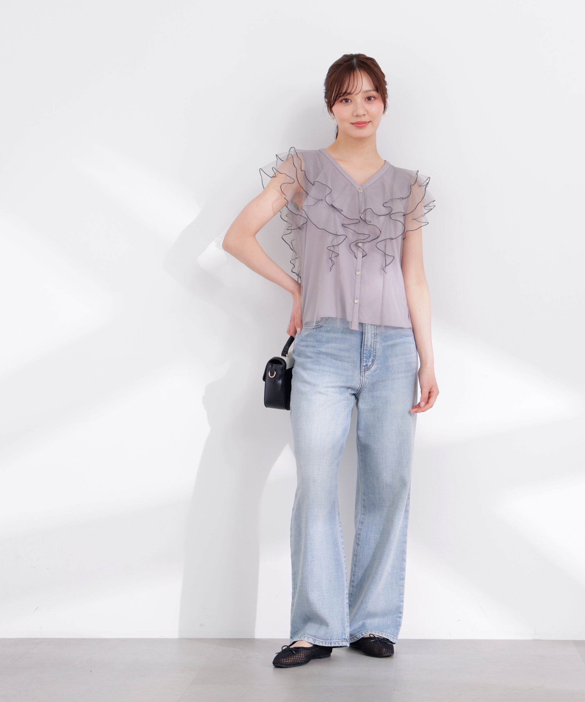 PROPORTION BODY DRESSING「チュールラッフルブラウス 26SS」|シャツ・ブラウス|