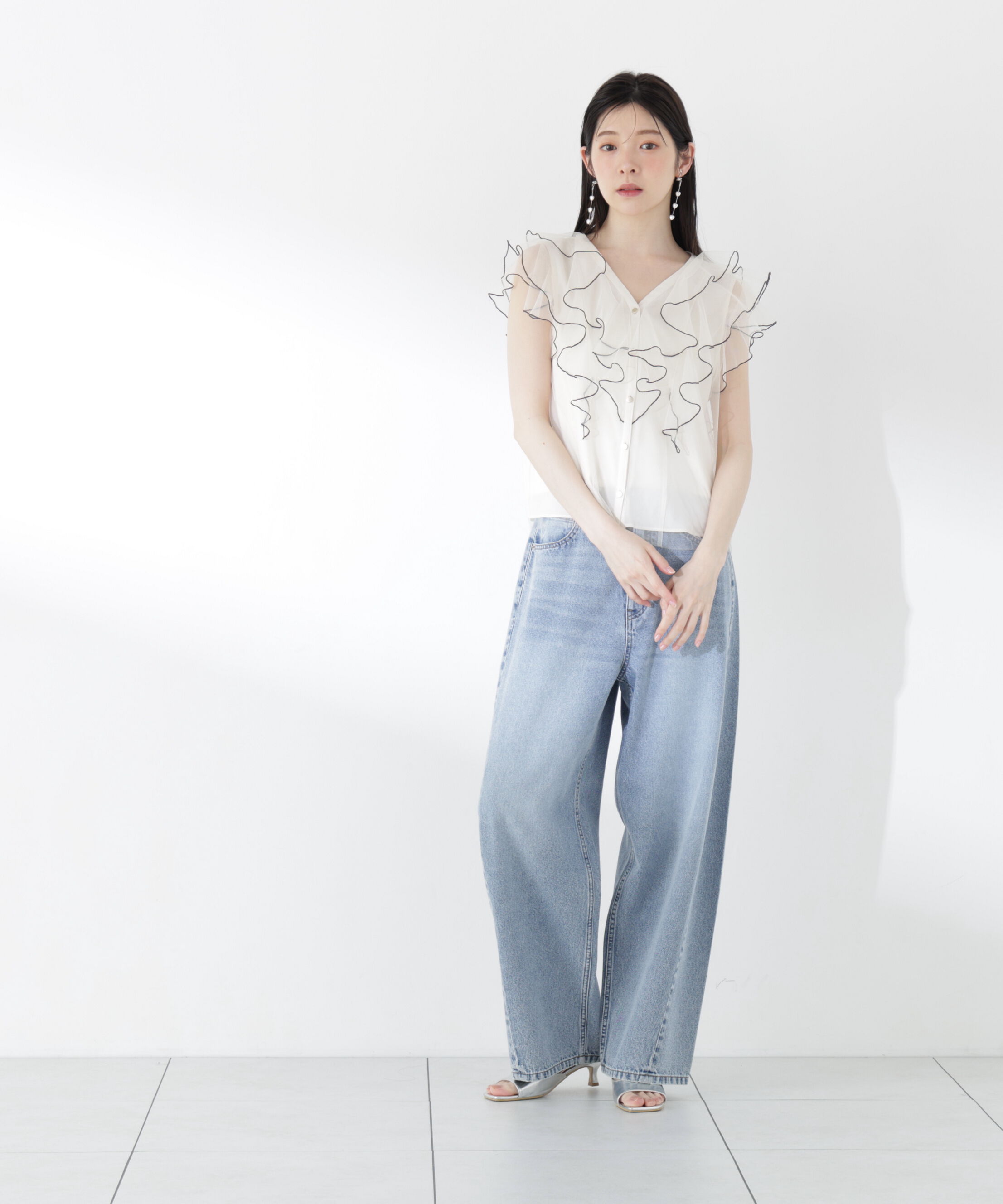 PROPORTION BODY DRESSING「チュールラッフルブラウス 26SS」|シャツ・ブラウス|