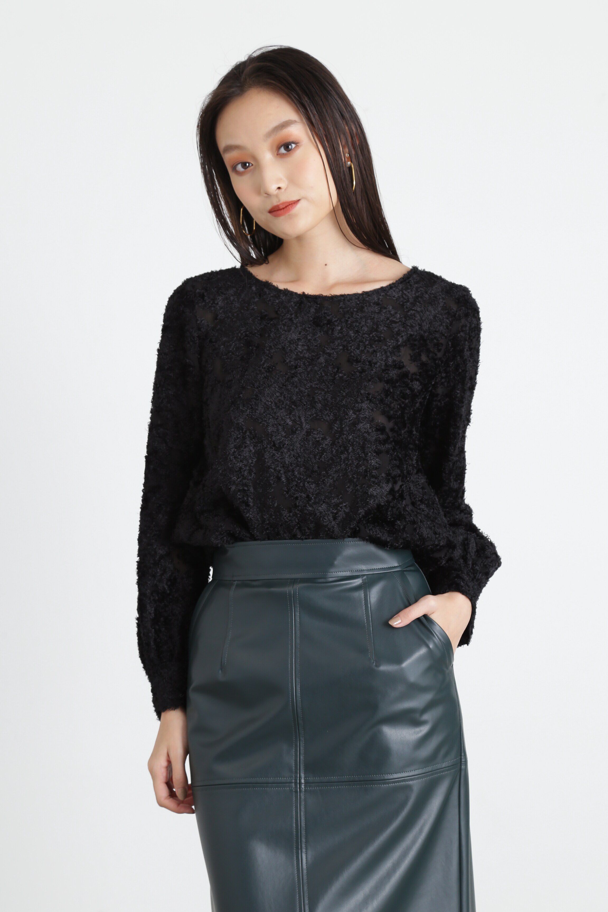  「◆カットジャガードリボンブラウス」|シャツ・ブラウス|