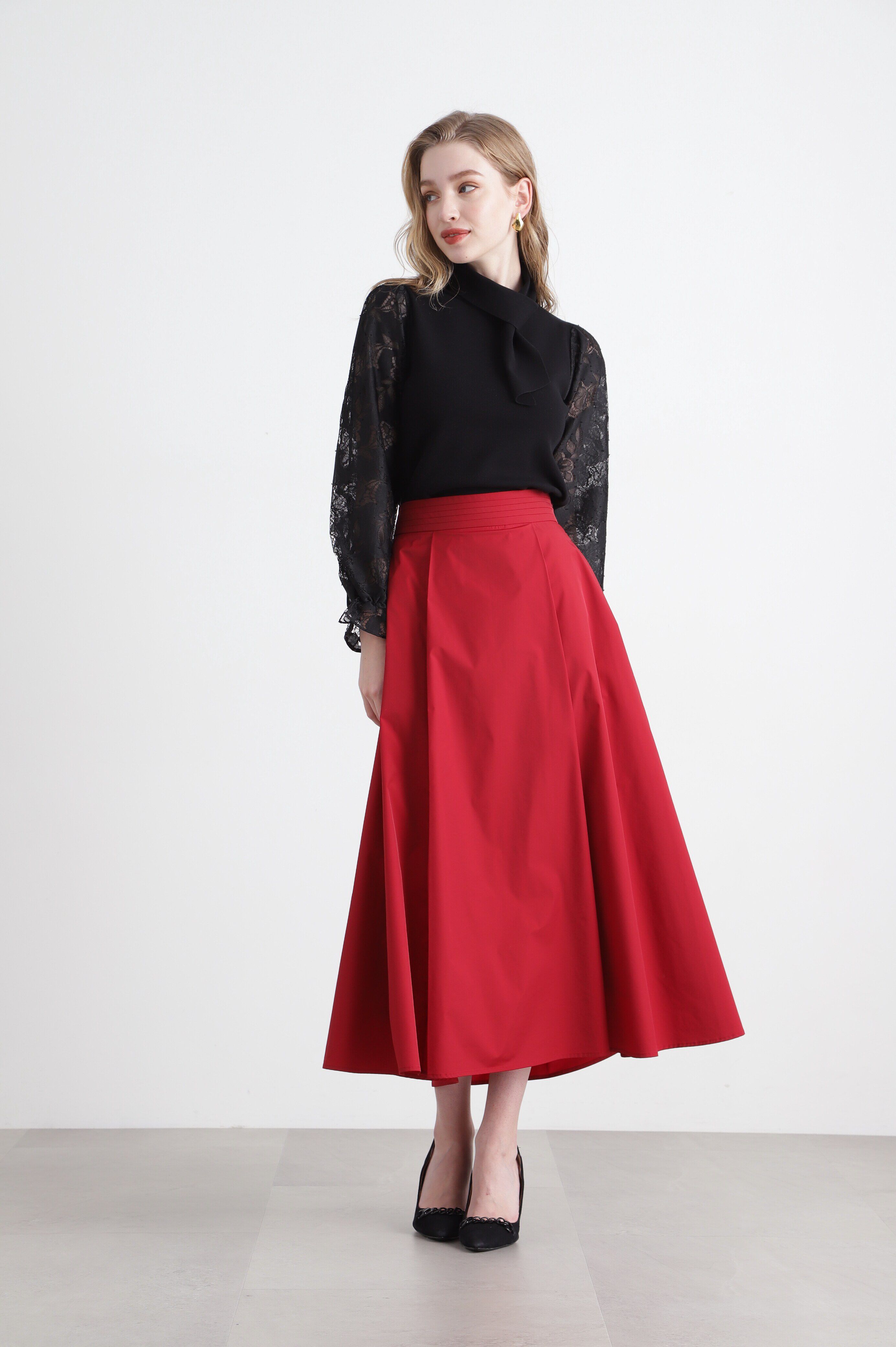  「◆ストレッチタフタフレアースカート」|スカート|