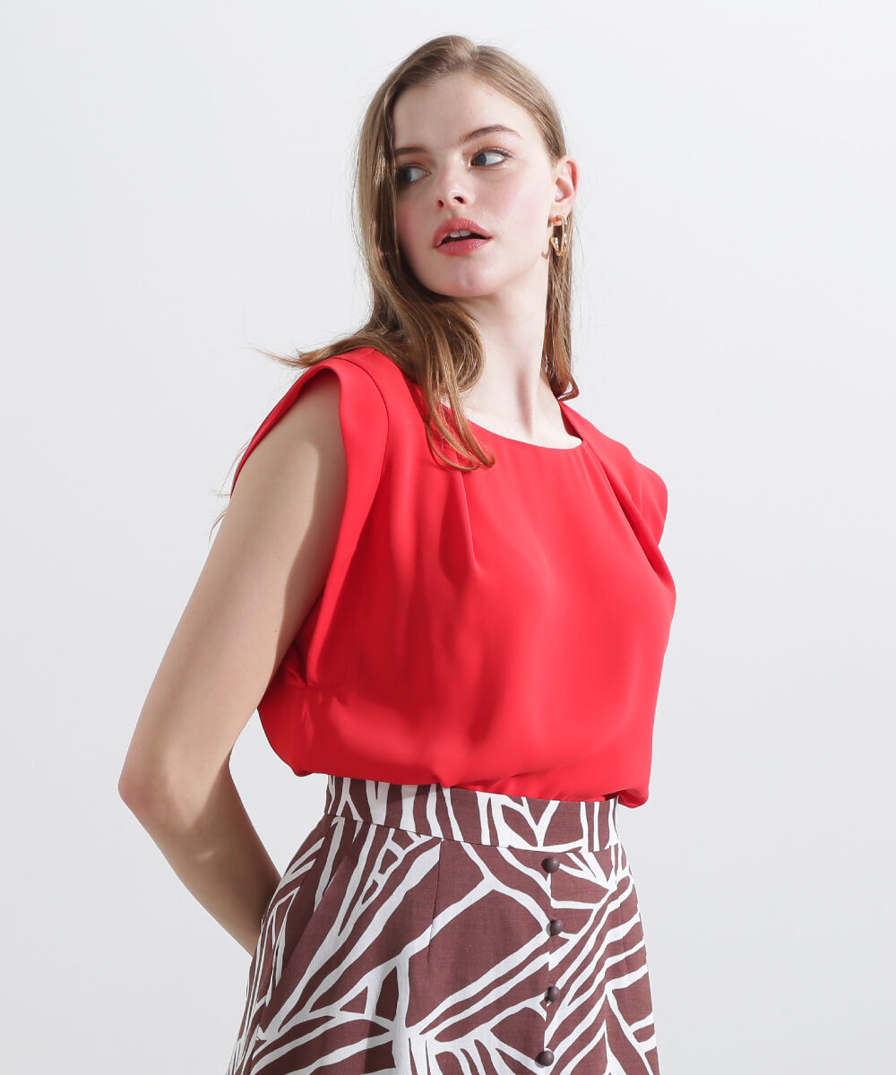  「◆カフスフレンチスリーブブラウス」|シャツ・ブラウス|レッド