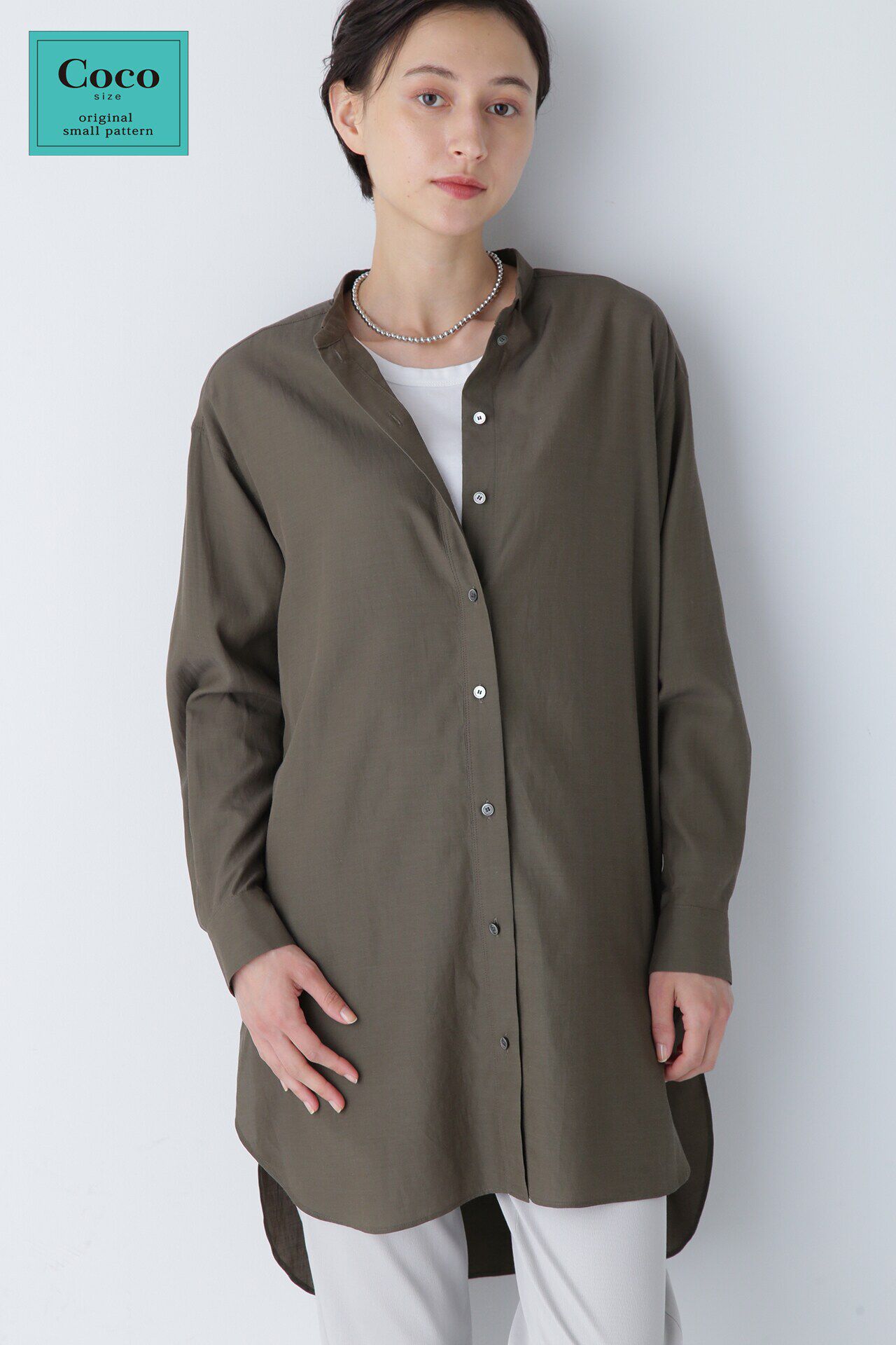  「◆＜Coco size＞ロングシャツ」|シャツ・ブラウス|カーキ