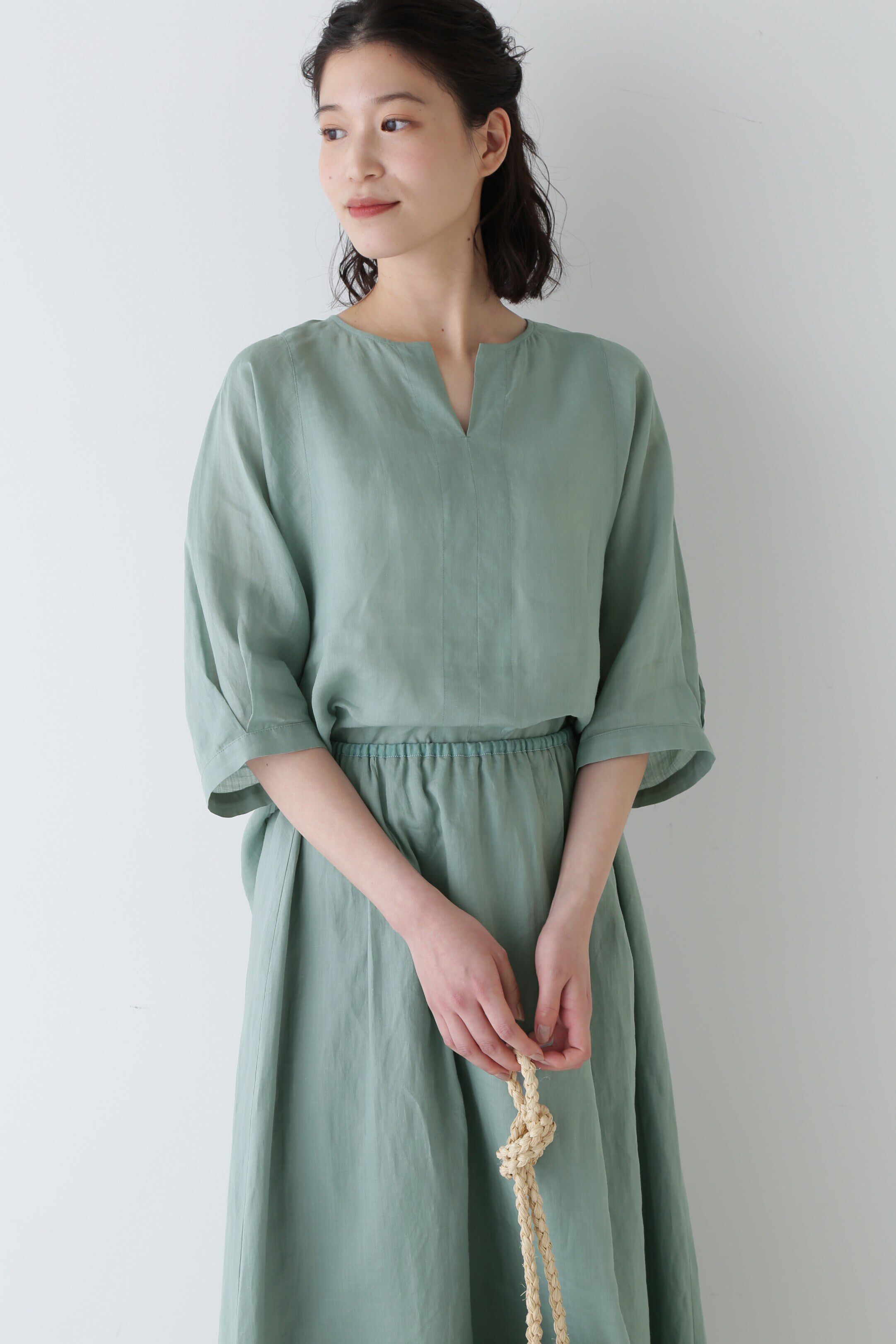  「◆１６０／１ラミープルオーバー」|シャツ・ブラウス|ライトグリー