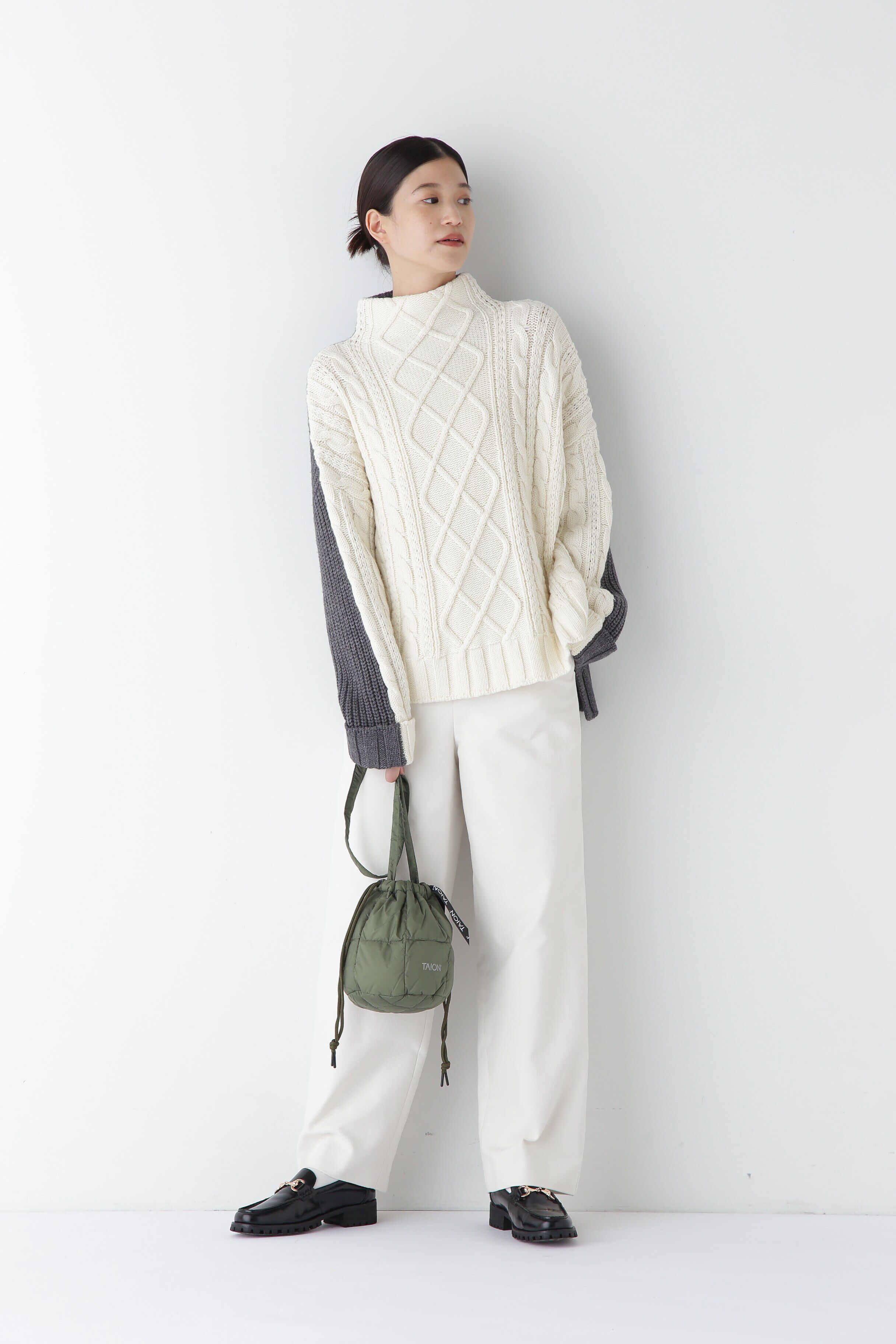  「◆バイカラーケーブルニット」|ニット・セーター|