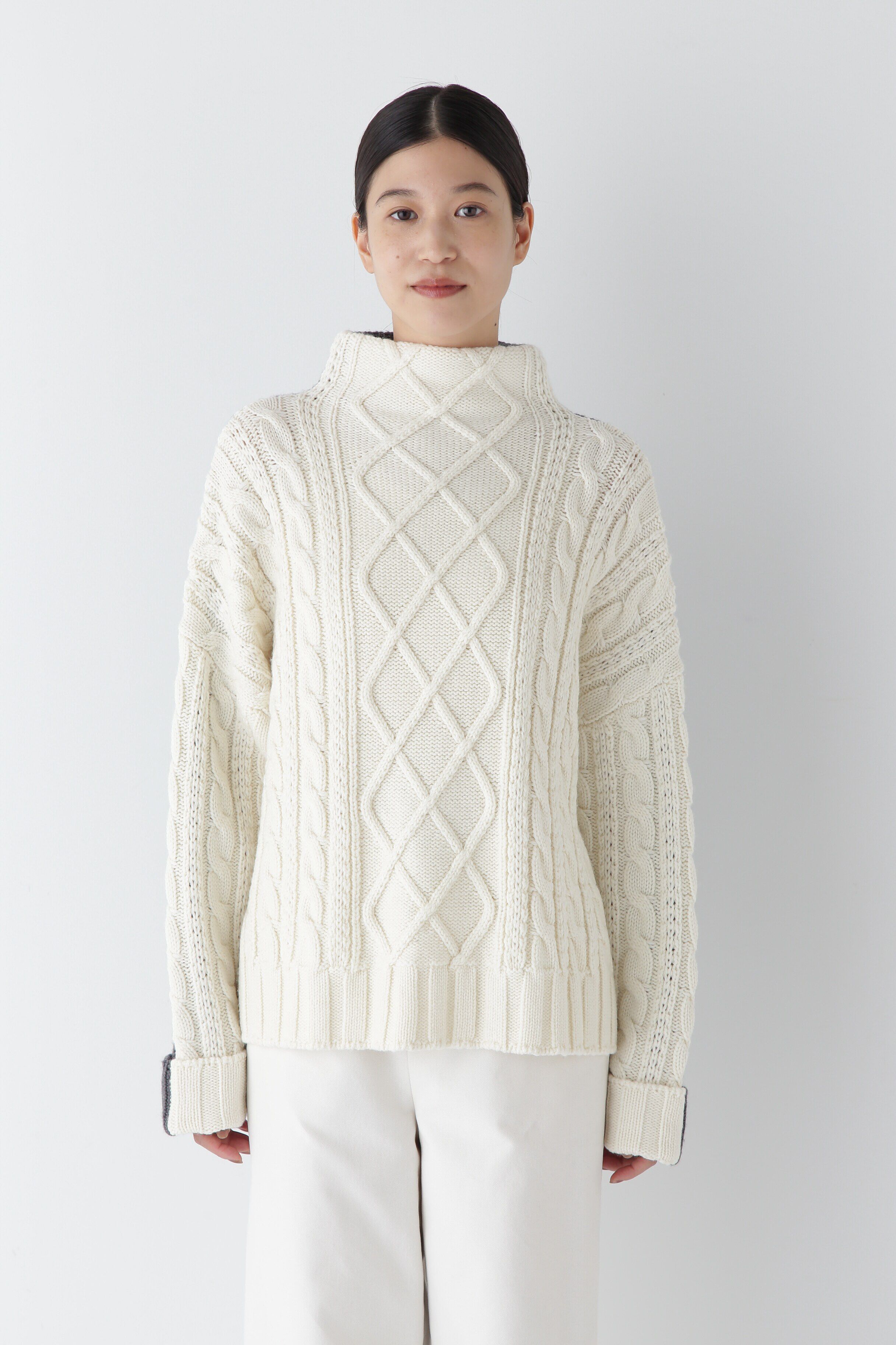  「◆バイカラーケーブルニット」|ニット・セーター|