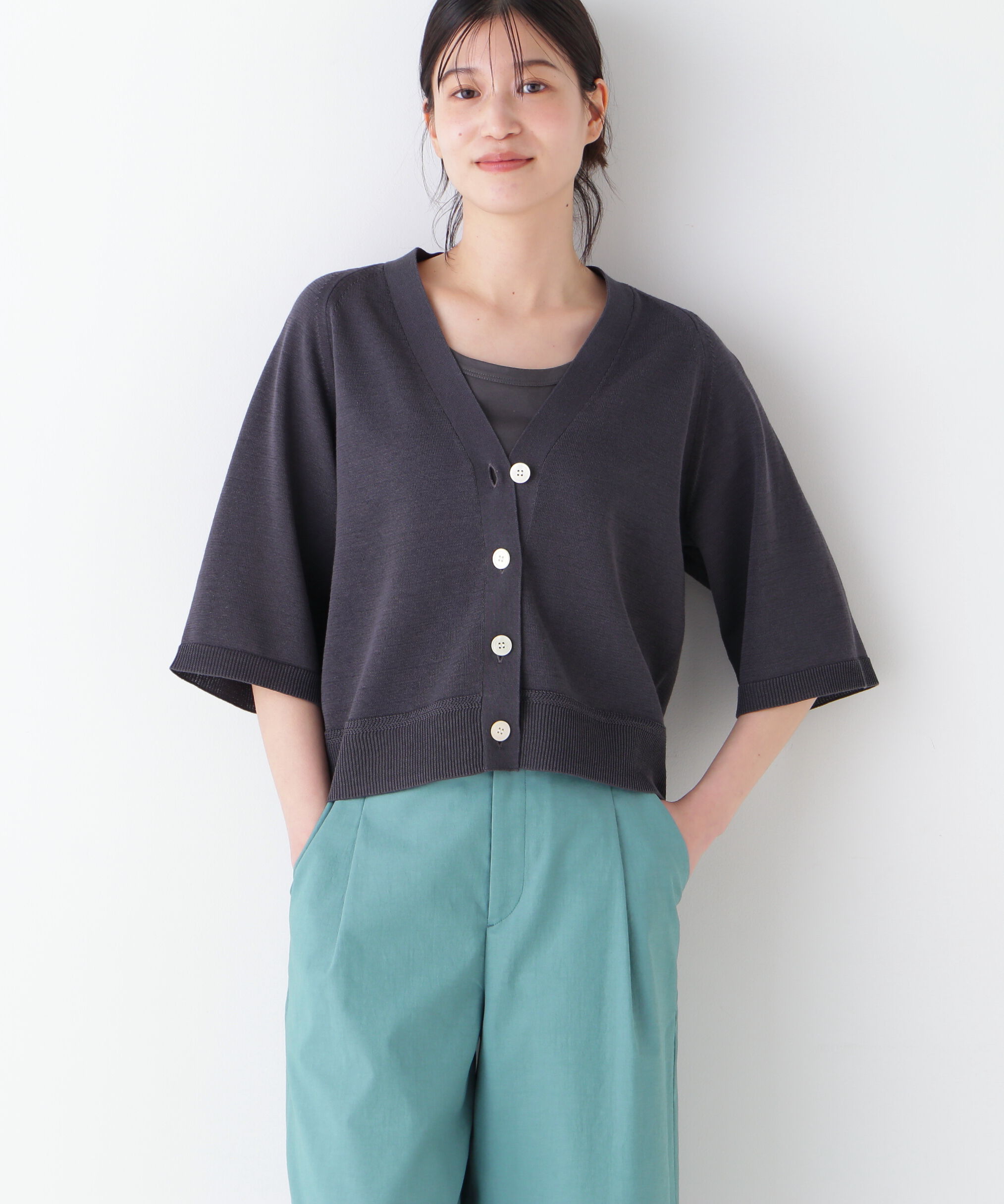  「◆ハイゲージギマラグランＶカーデ」|ニット・セーター|チャコール1