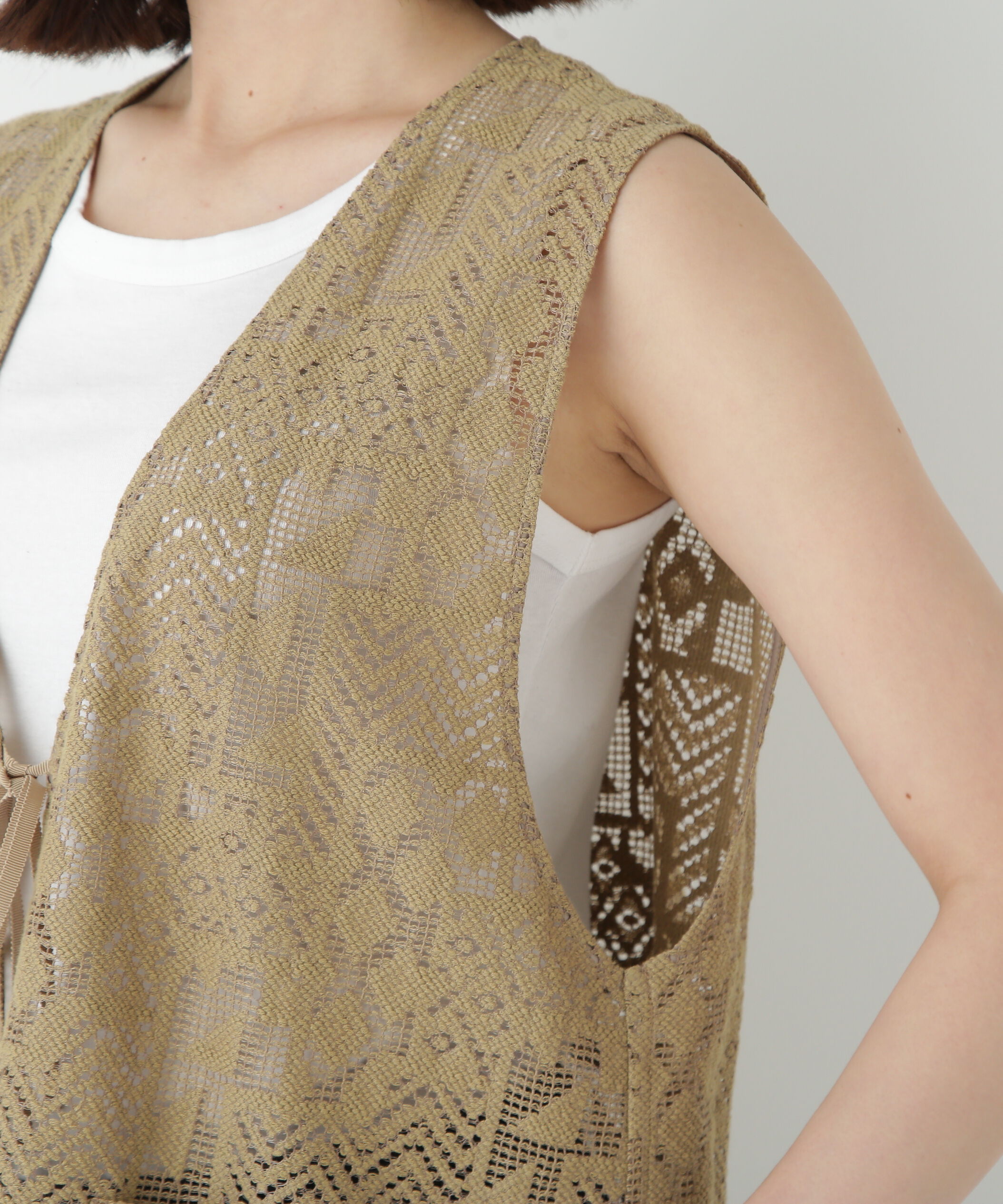  「◆ジオメトリックレースジレ」|シャツ・ブラウス|