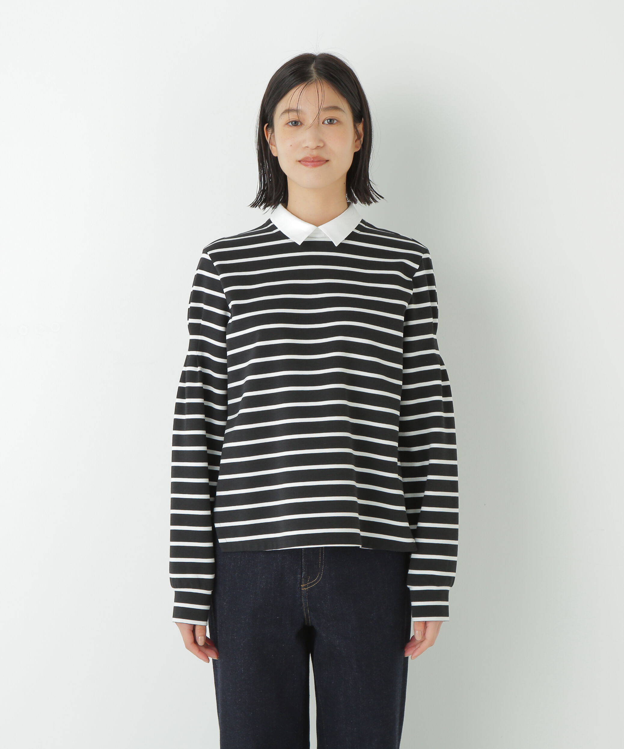  「◆ストレッチポンチシャツカラードッキングプルオーバー」|Tシャツ・カットソー|