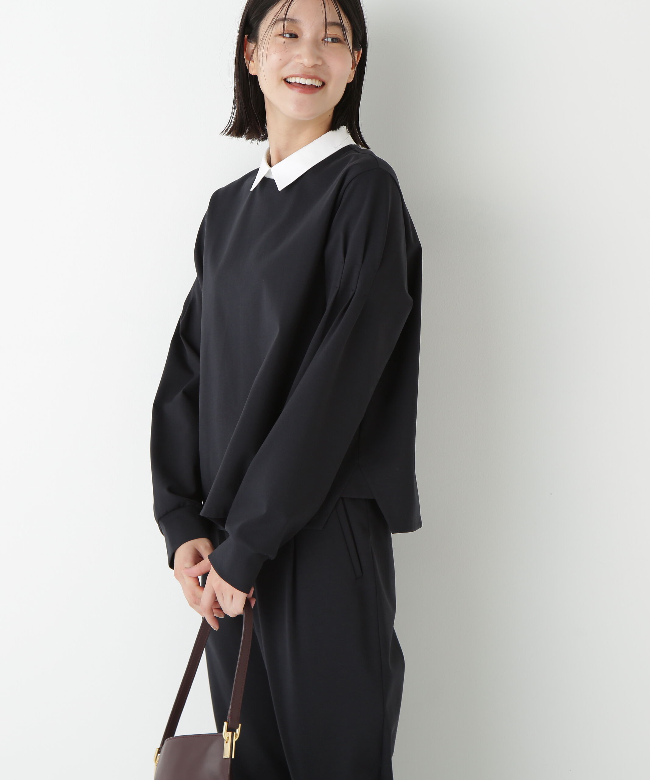  「◆ストレッチポンチシャツカラードッキングプルオーバー」|Tシャツ・カットソー|