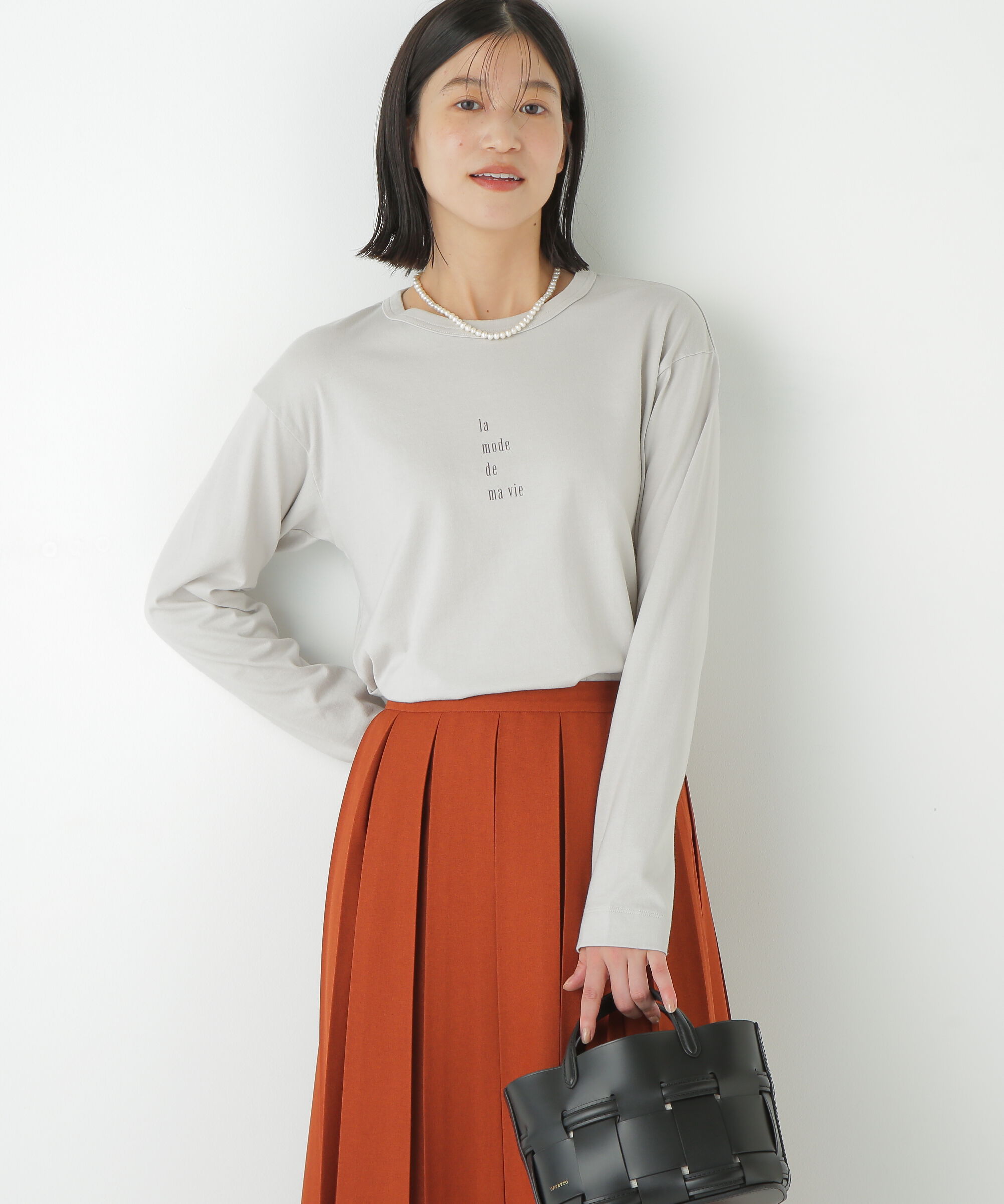  「◆ロゴ長袖Ｔシャツ」|Tシャツ・カットソー|グレージュ2