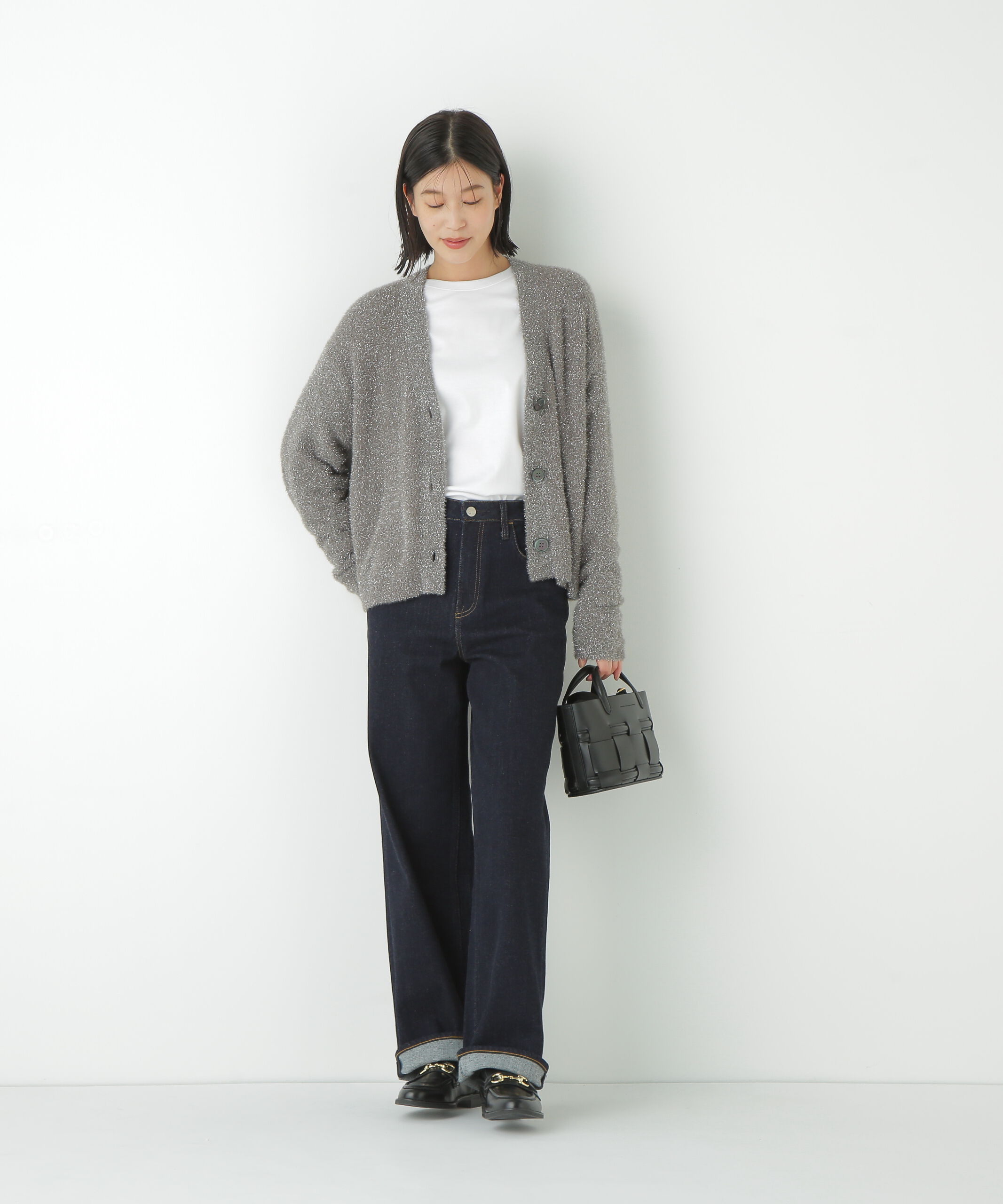  「◆ラメシャギーＶネックカーディガン」|ニット・セーター|