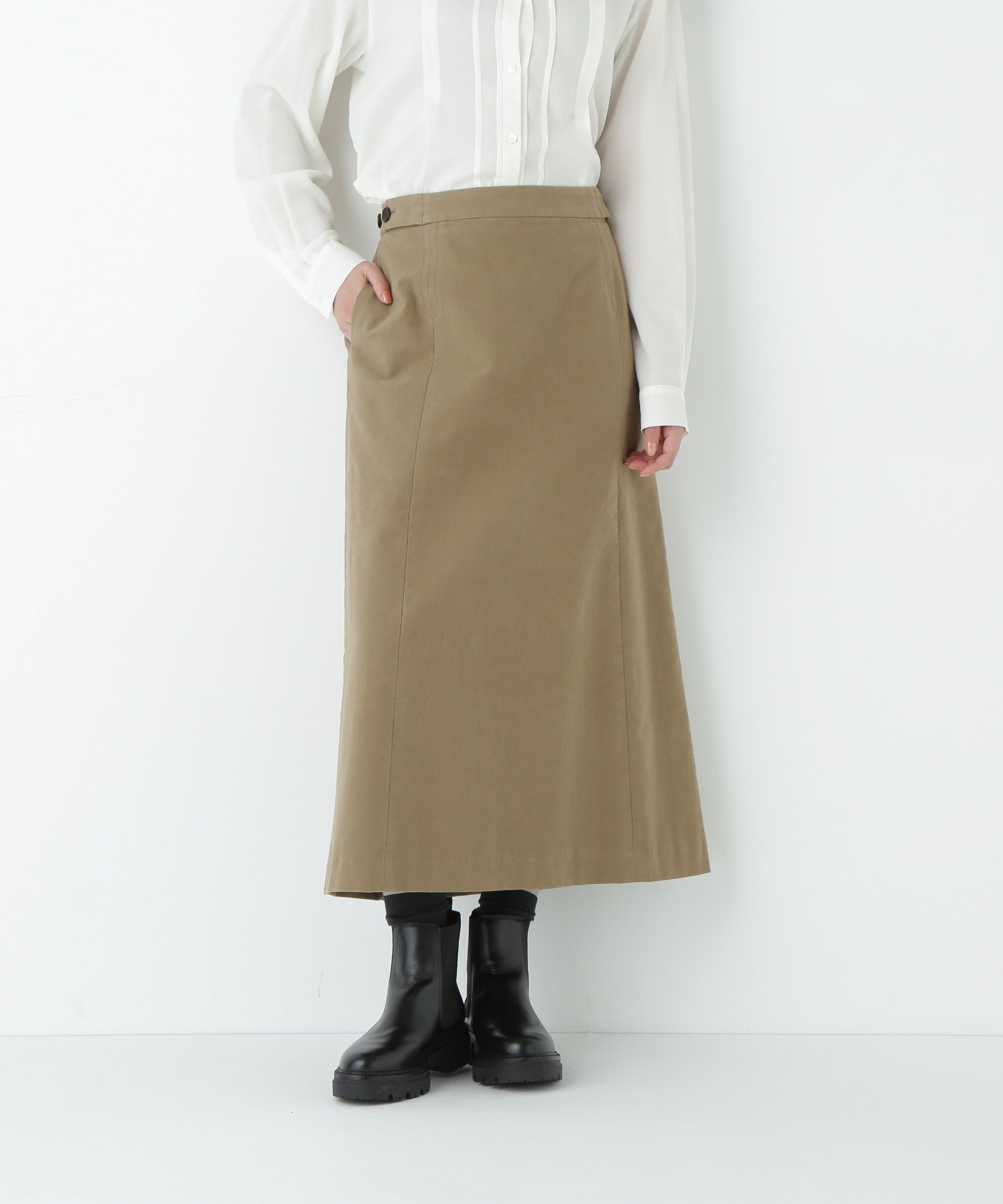  「◆ライトモールスキンＡラインスカート」|スカート|ベージュ