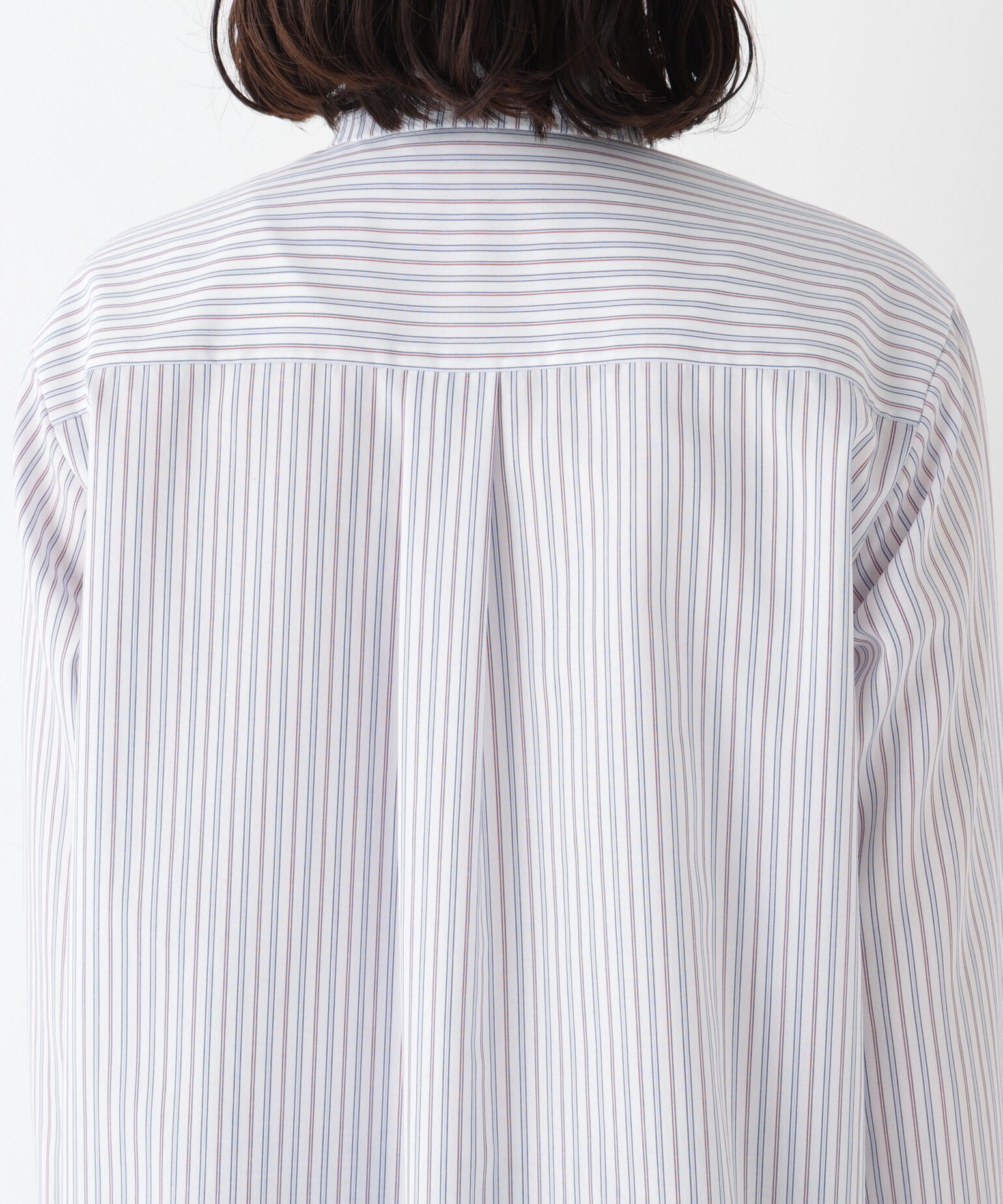  「◆《ウォッシャブル》先染めストライプスタンドフリルブラウス」|シャツ・ブラウス|