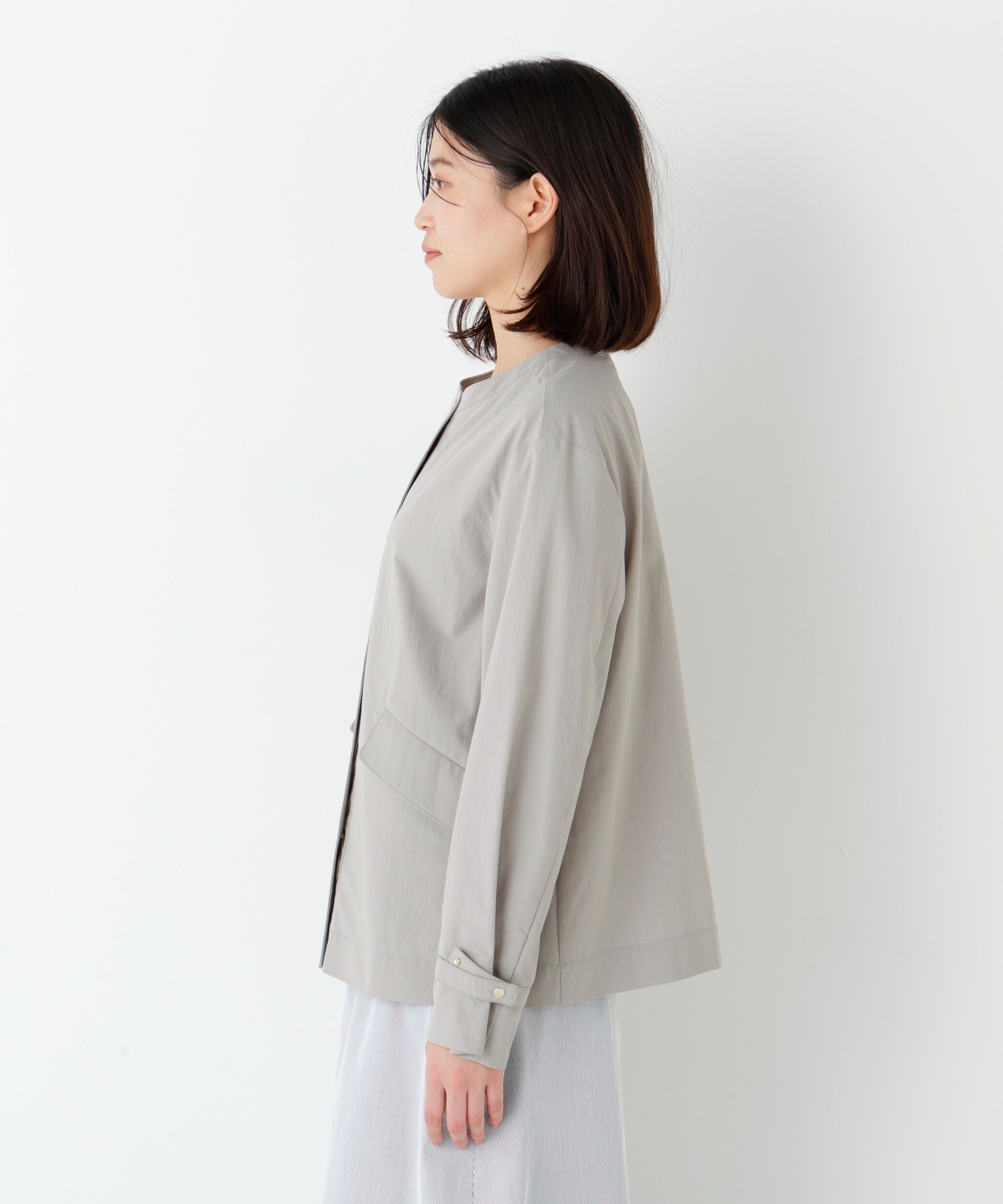  「◆《ウォッシャブル》綿ナイロンダンプノーカラージャケット」|ブルゾン・スタジャン|