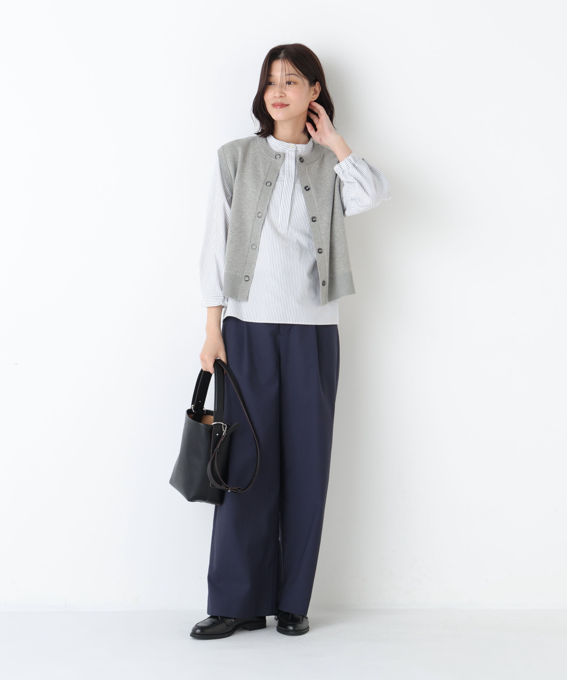  「◆《ウォッシャブル》鹿の子ジャージーバンドカラープルオーバー」|Tシャツ・カットソー|