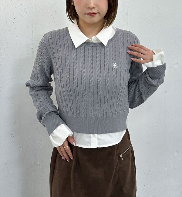 archives「ロゴ刺繍ケーブルニットプルオーバー」|ニット・セーター|