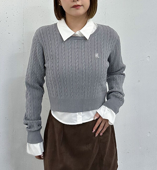 archives「ロゴ刺繍ケーブルニットプルオーバー」|ニット・セーター|