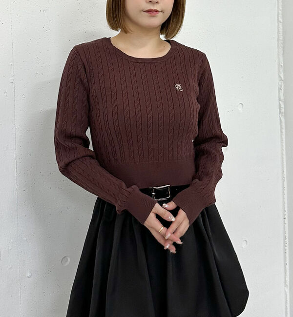 archives「ロゴ刺繍ケーブルニットプルオーバー」|ニット・セーター|