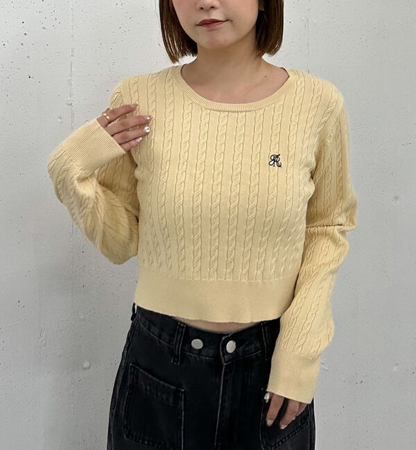 archives「ロゴ刺繍ケーブルニットプルオーバー」|ニット・セーター|YELLOW