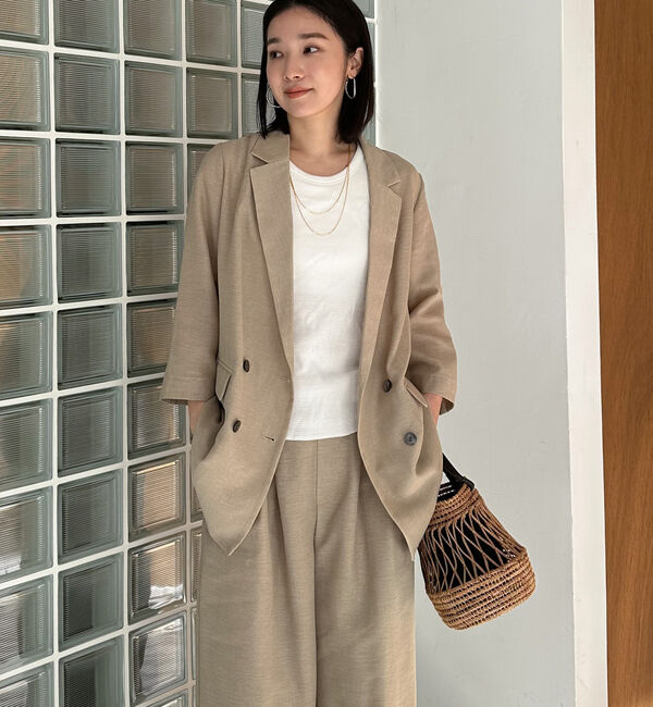 Doux archives「リネンライクシアージャケット」|テーラードジャケット|BEIGE