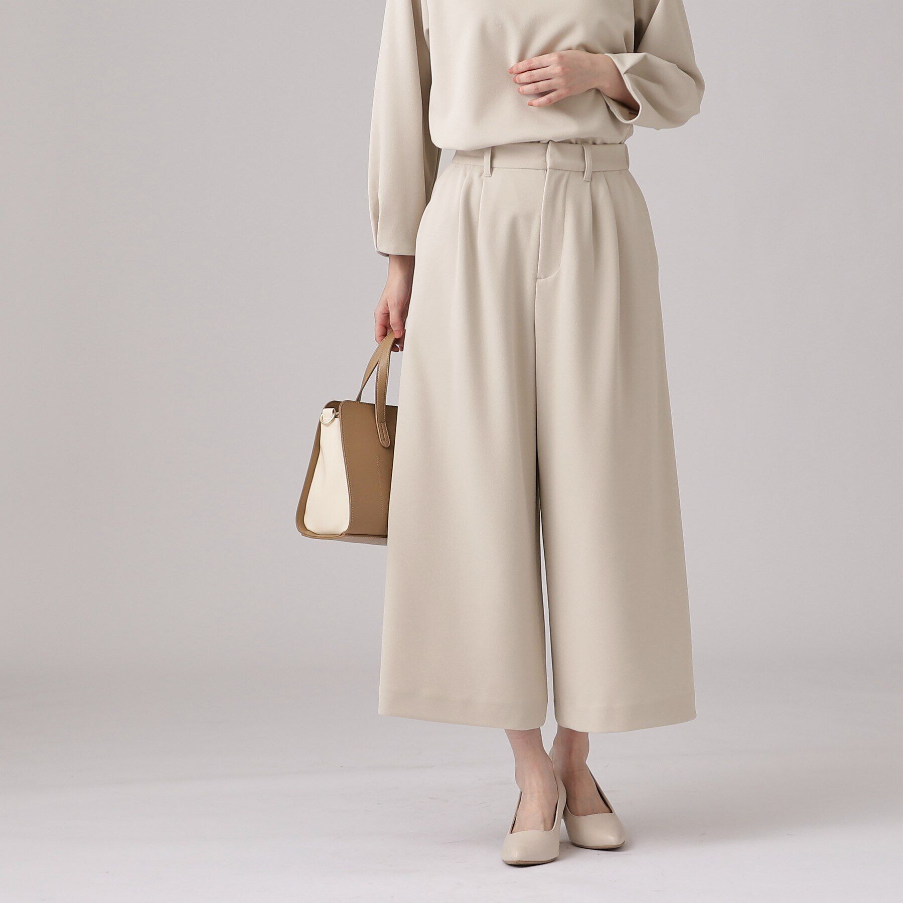 SHOO･LA･RUE「【通勤/デイリー/セットアップ可】マルチに使える カットジョーゼット ワイドパンツ」|その他|