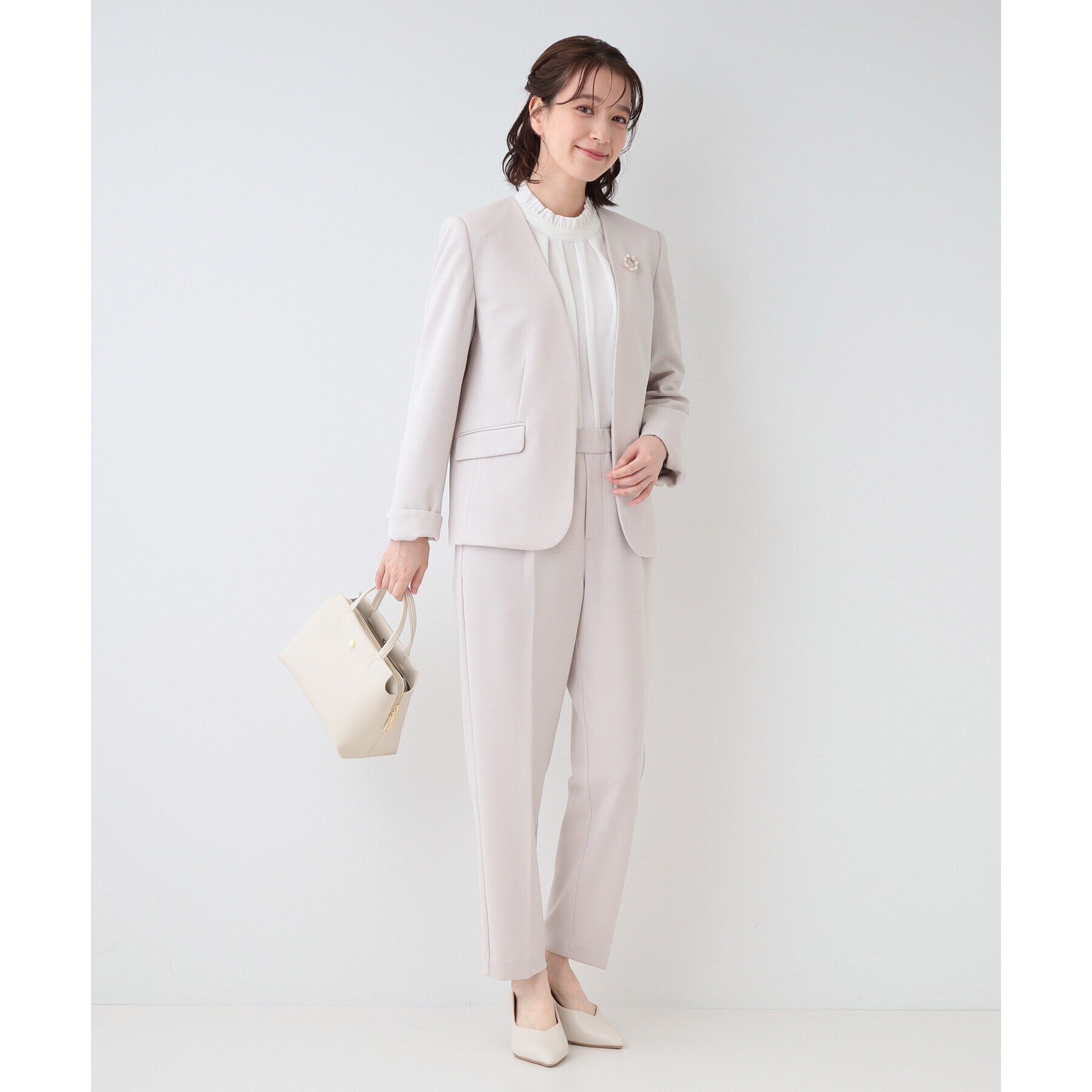 SHOO･LA･RUE「【洗える/S-3L/セットアップ可】セレモニーや通勤に カットジョーゼットテーパードパンツ」|その他|