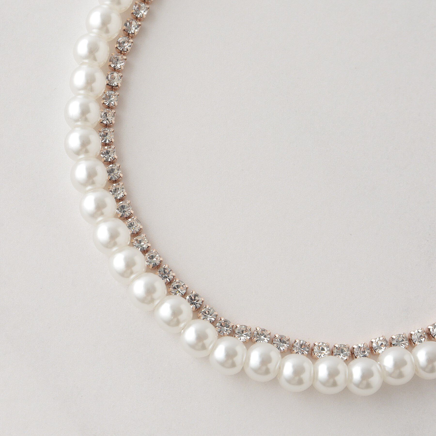 SHOO･LA･RUE「【セレモニー】ダイヤレーン・フェイクパール切替ネックレス」|ネックレス|