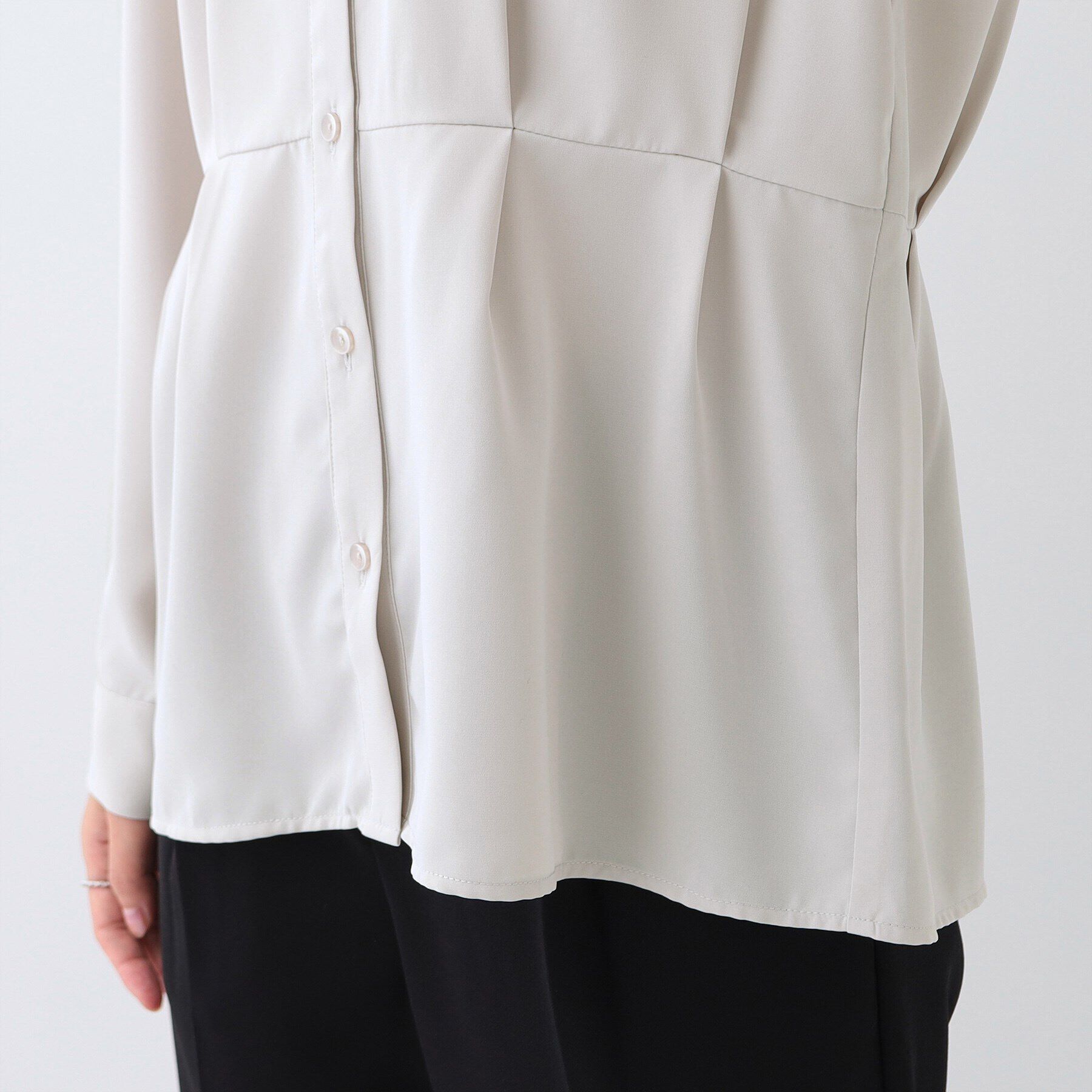 SHOO･LA･RUE「【S-3L】さらり軽やか インせず決まる ペプラムブラウス」|シャツ・ブラウス|