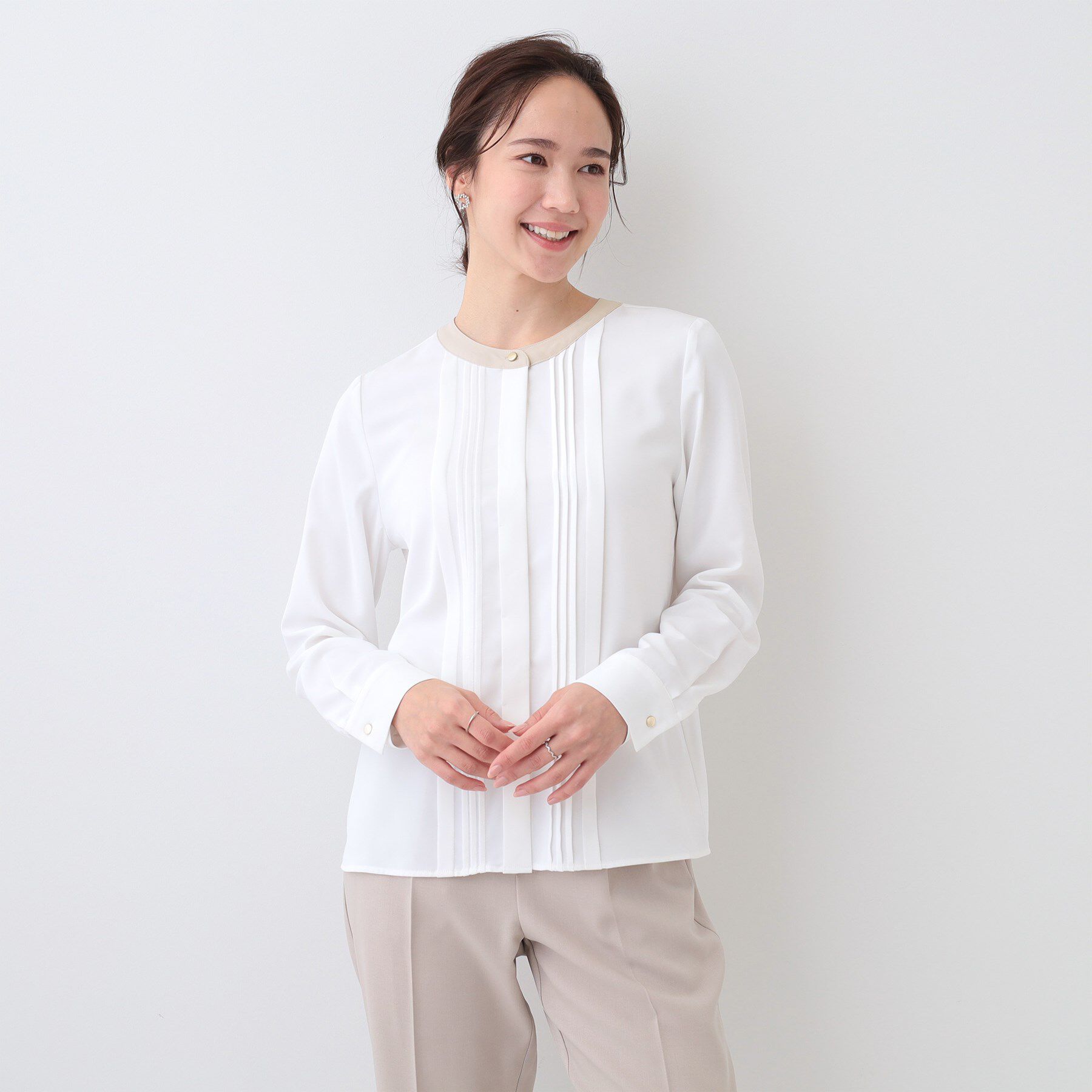 SHOO･LA･RUE「イージーケア ピンタックブラウス」|シャツ・ブラウス|