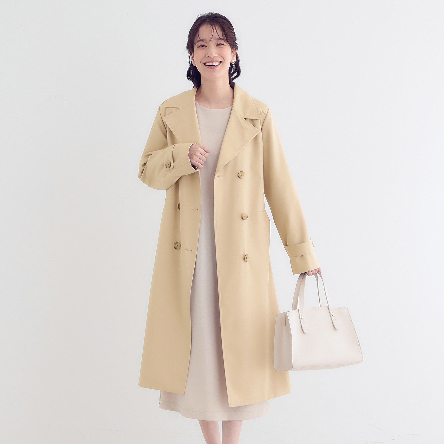 SHOO･LA･RUE「【S-LL/防花粉/撥水加工】ロングトレンチコート」|トレンチコート|