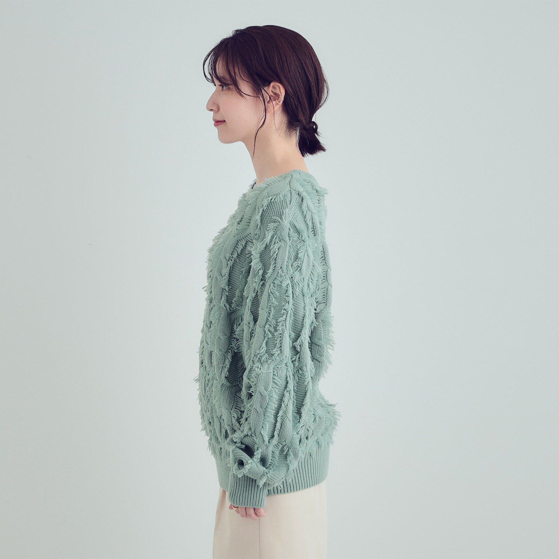 SHOO･LA･RUE「【S-LL】一枚で主役級。フリンジが目を惹くゆるニット」|ニット・セーター|