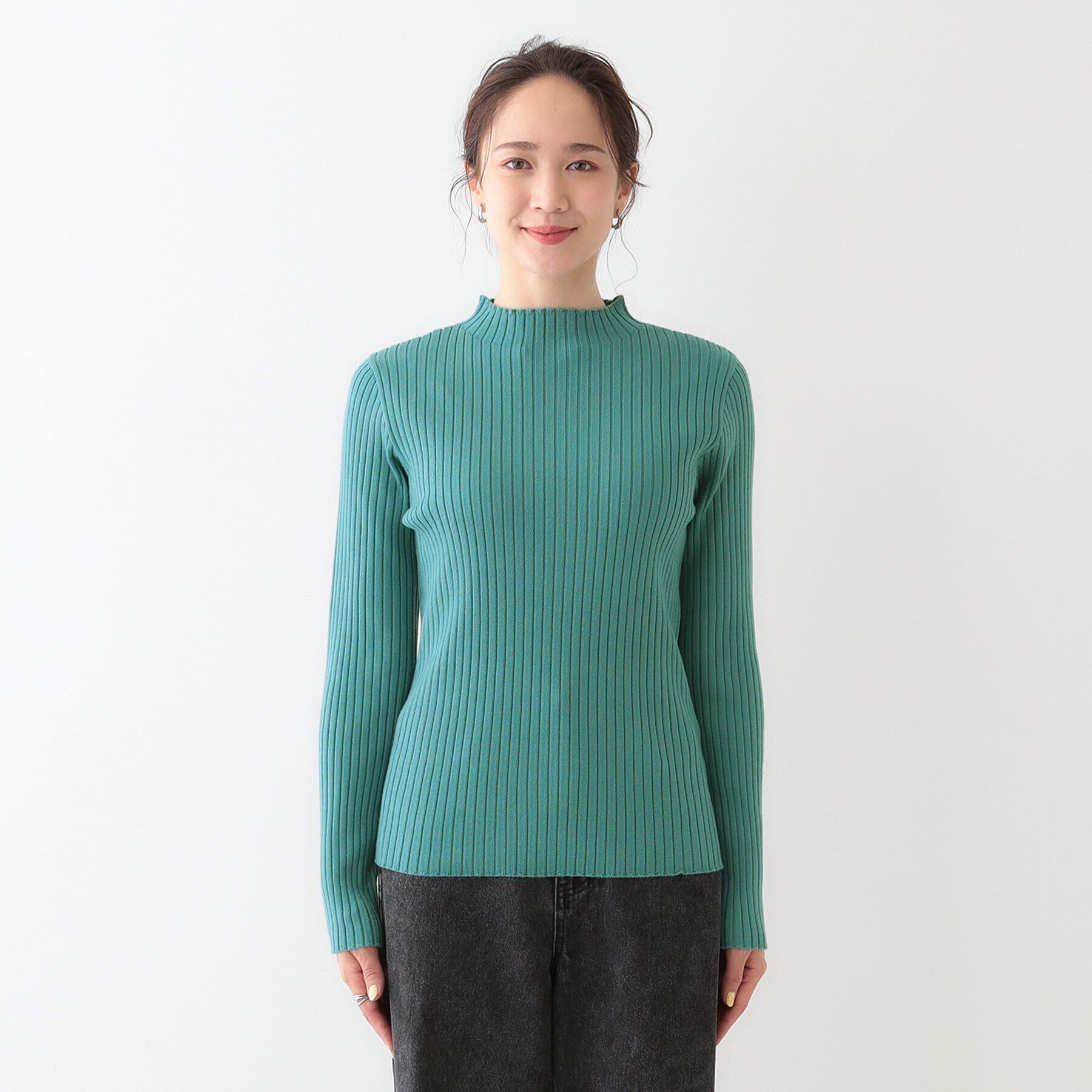SHOO･LA･RUE「【洗える/S-LL】一枚でもインナーでも プチハイネック リブニット」|ニット・セーター|