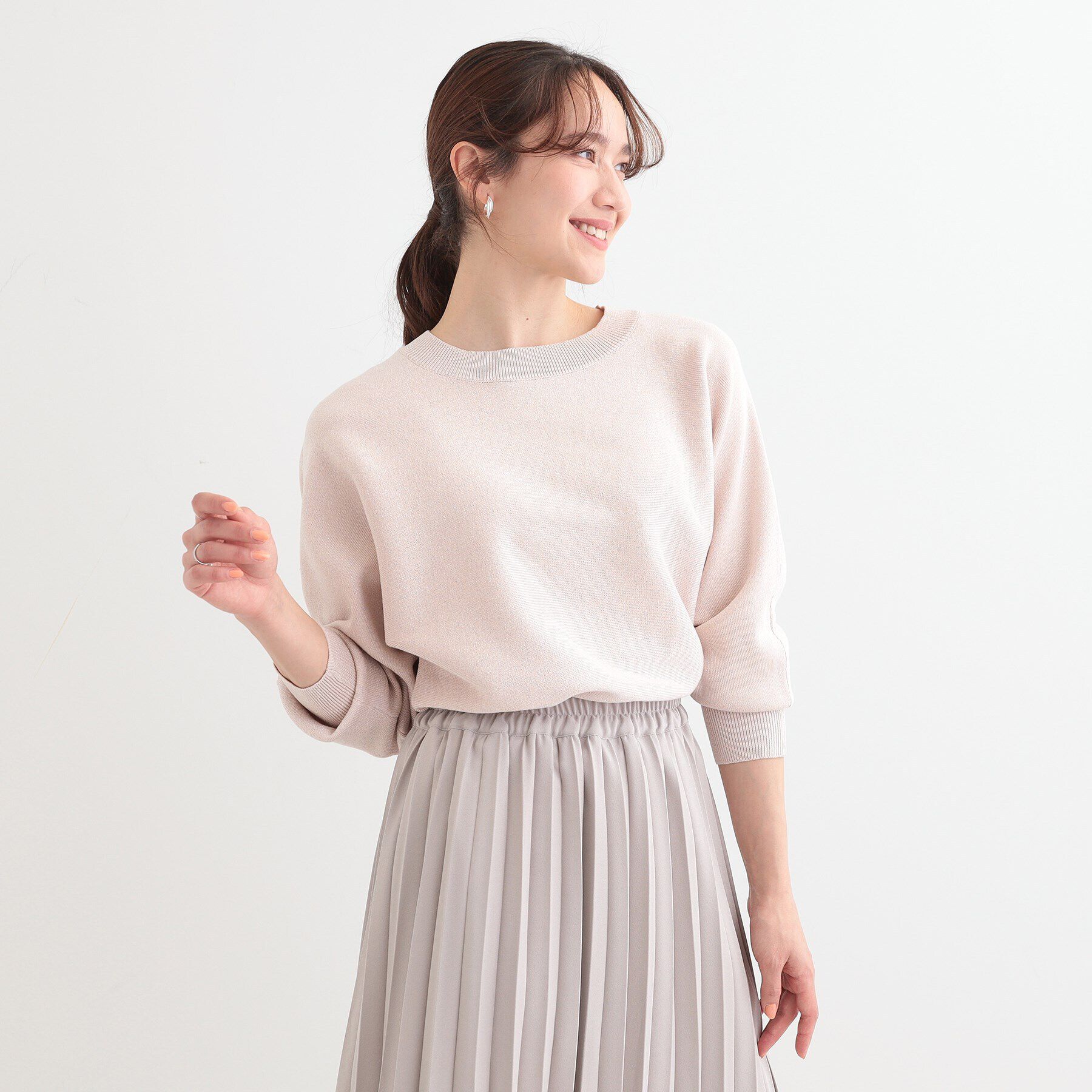 SHOO･LA･RUE「【S-LL】さりげないキラッと感。ラメドルマンニット」|ニット・セーター|