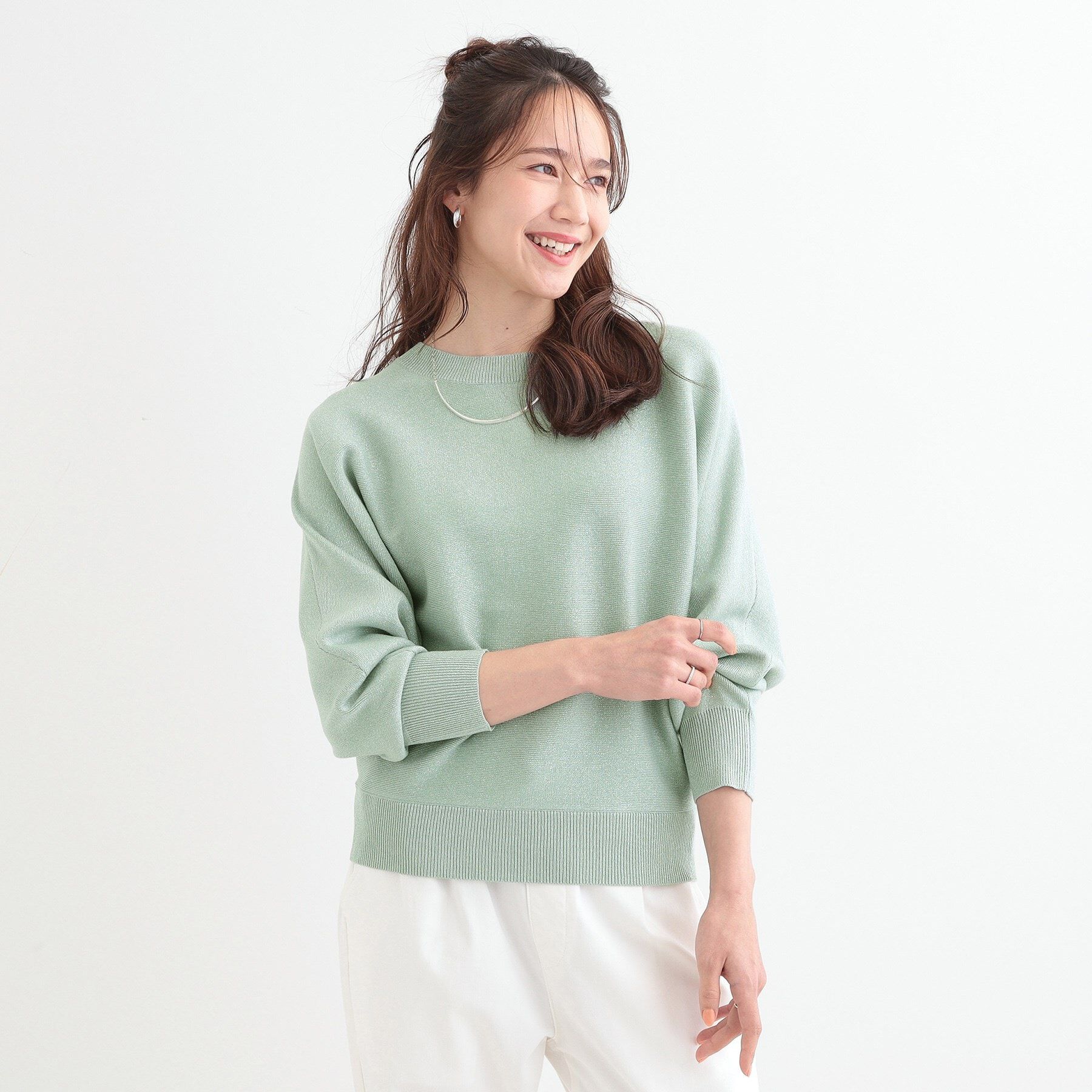 SHOO･LA･RUE「【S-LL】さりげないキラッと感。ラメドルマンニット」|ニット・セーター|