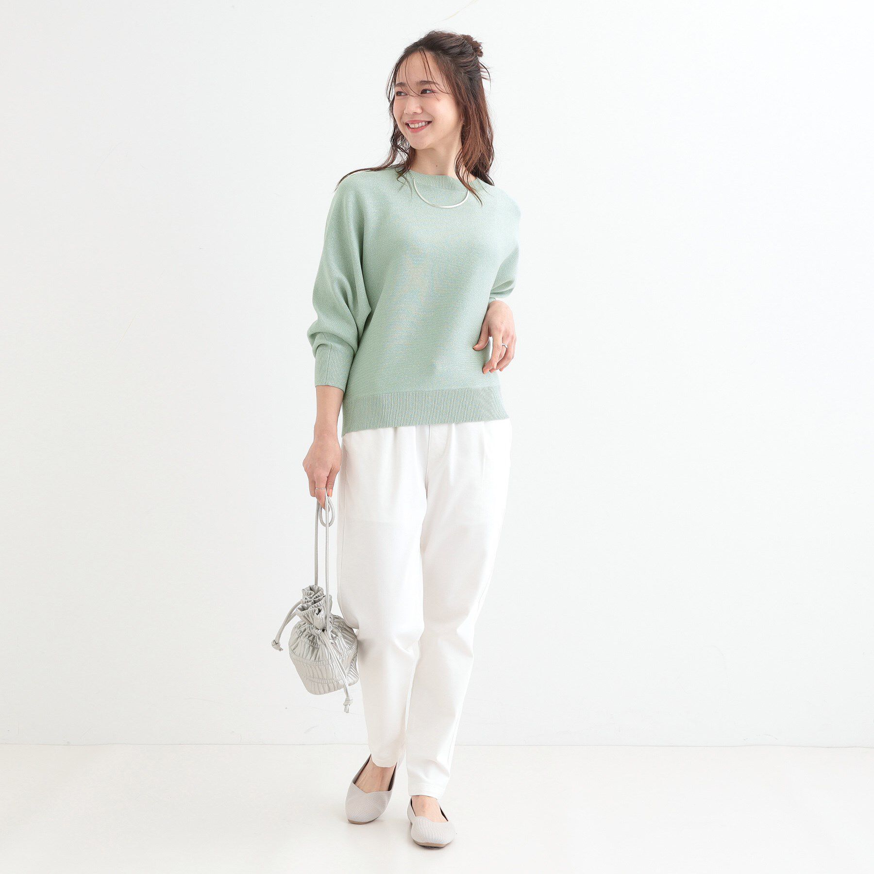 SHOO･LA･RUE「【S-LL】さりげないキラッと感。ラメドルマンニット」|ニット・セーター|