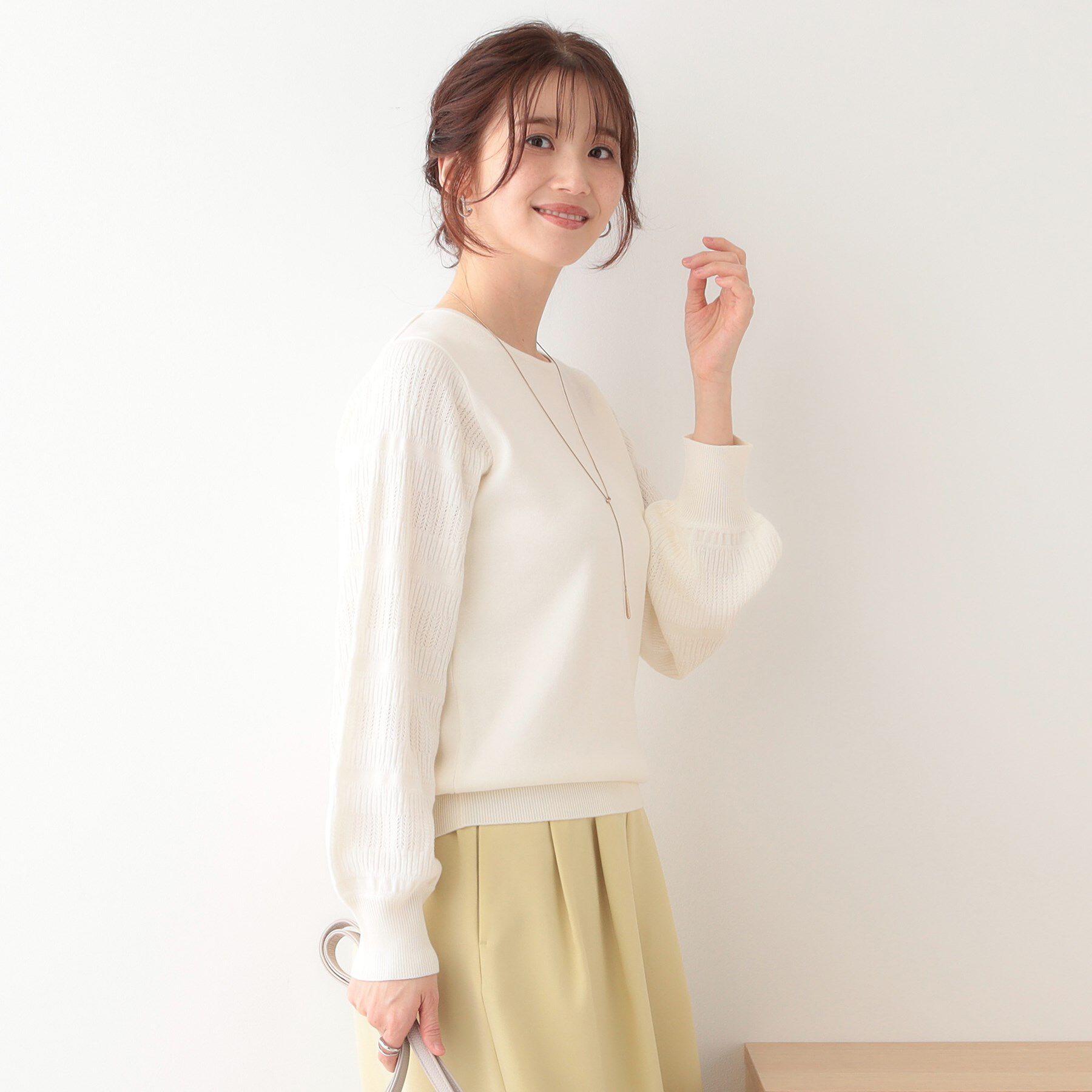 SHOO･LA･RUE「【S-LL】大人の上品コーデに お袖編み地切替 デザインニット」|ニット・セーター|