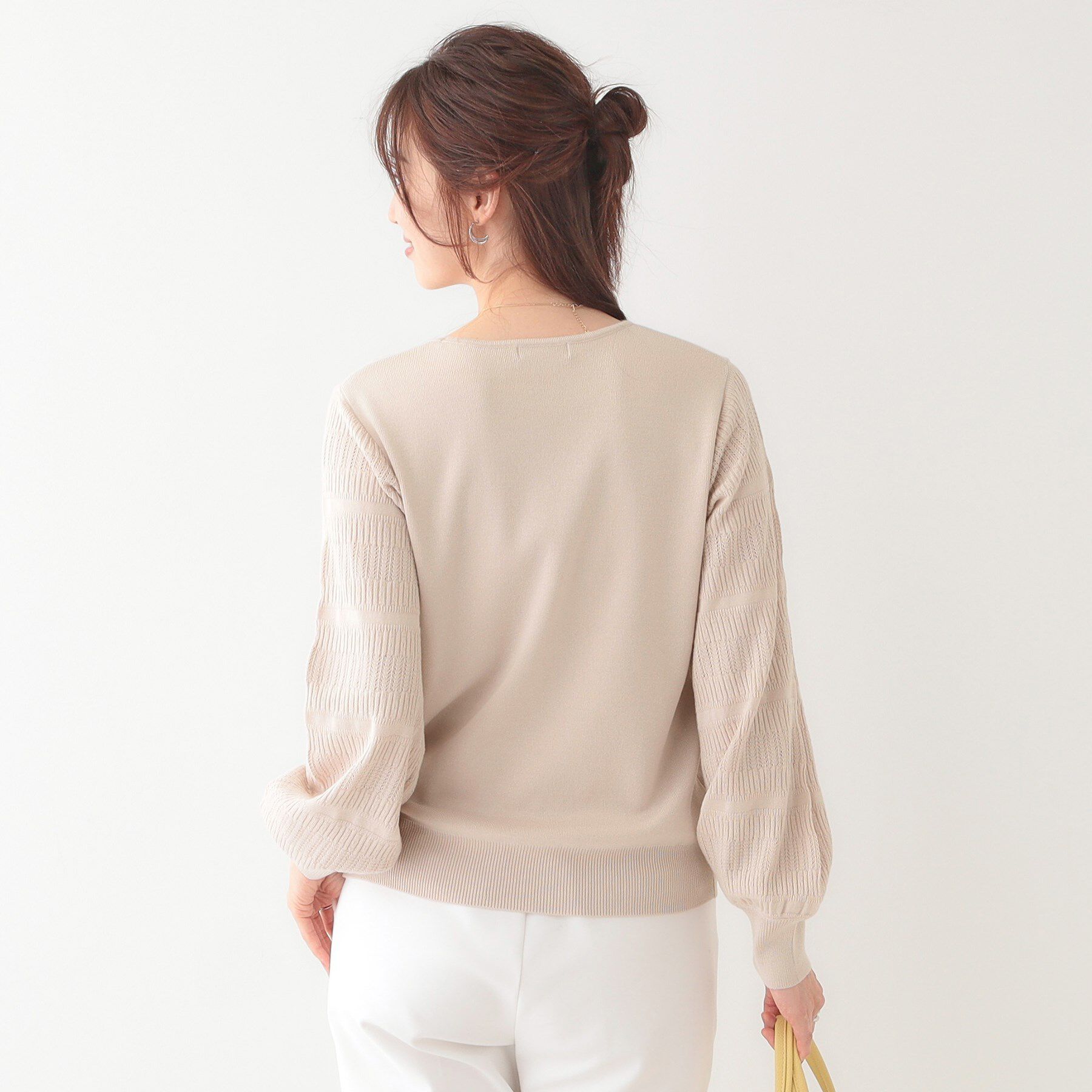 SHOO･LA･RUE「【S-LL】大人の上品コーデに お袖編み地切替 デザインニット」|ニット・セーター|