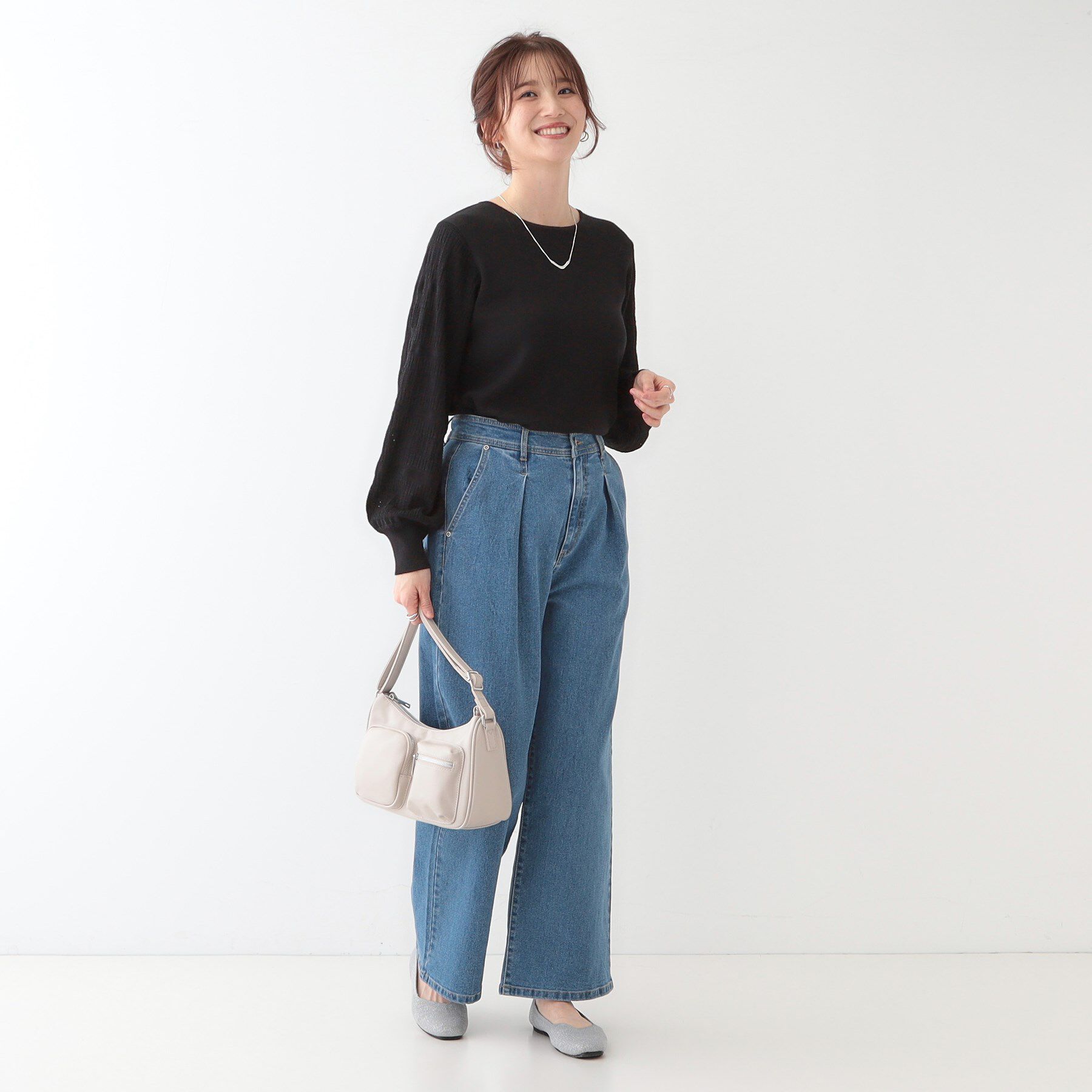 SHOO･LA･RUE「【S-LL】大人の上品コーデに お袖編み地切替 デザインニット」|ニット・セーター|