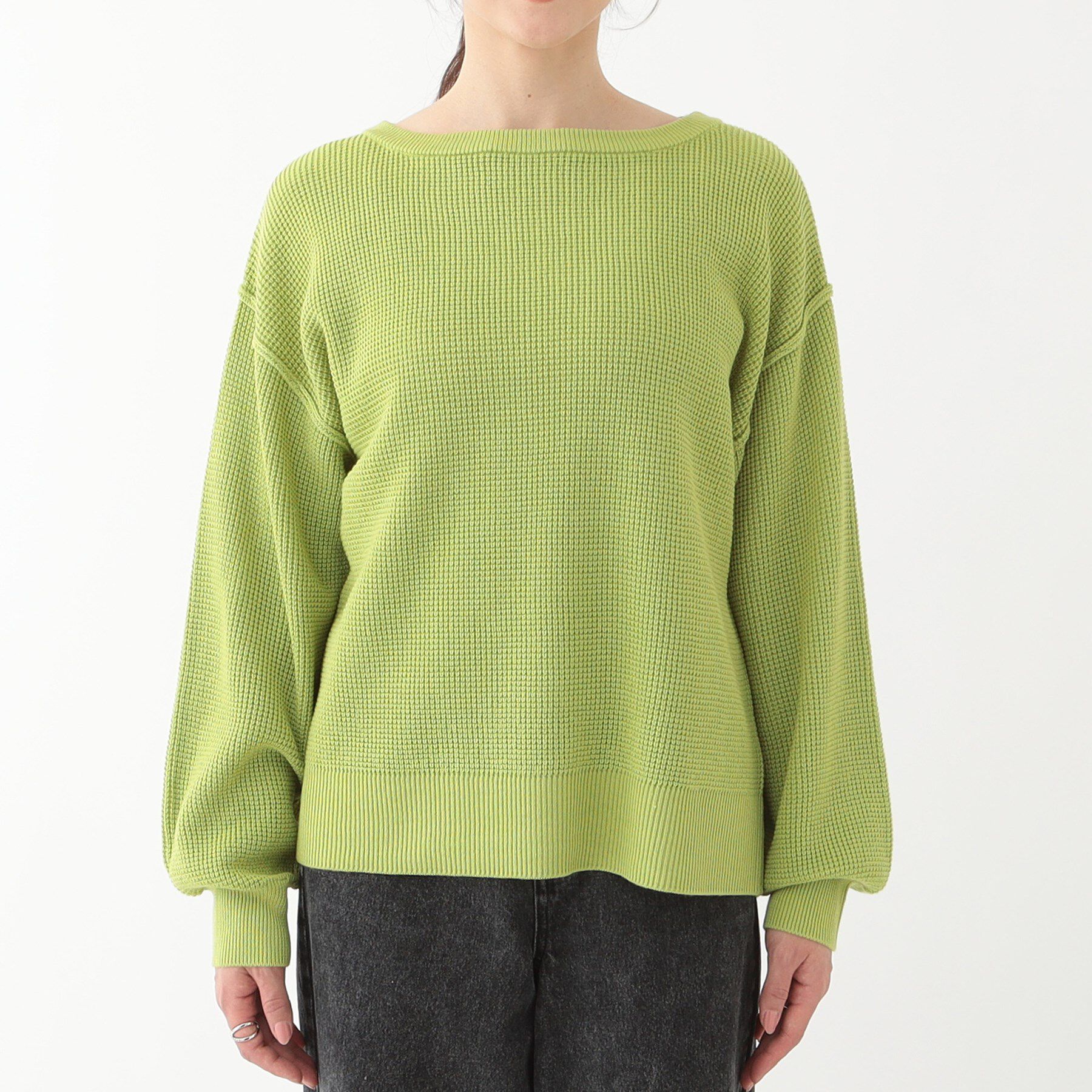 SHOO･LA･RUE「【洗える/S-LL】ワッフル編みが魅力な ドロップショルダーニット」|ニット・セーター|