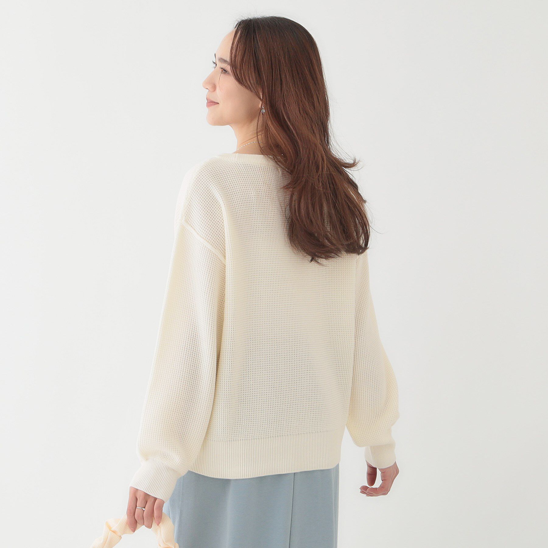 SHOO･LA･RUE「【洗える/S-LL】ワッフル編みが魅力な ドロップショルダーニット」|ニット・セーター|
