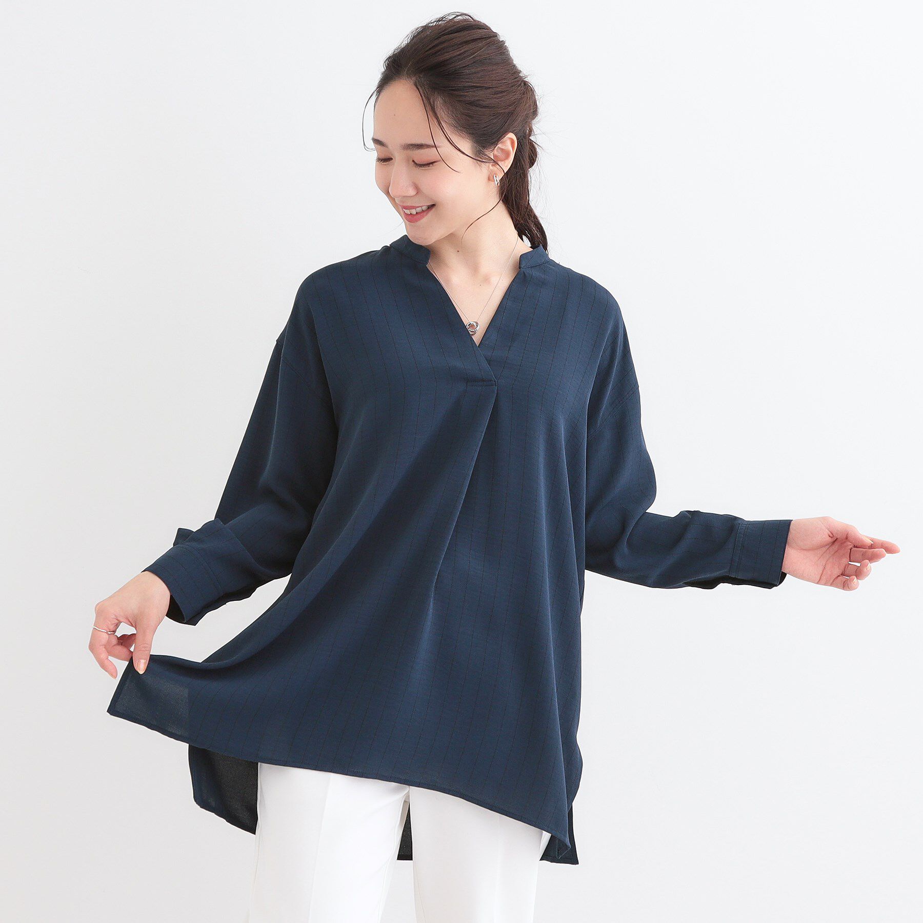 SHOO･LA･RUE「【洗える/S-LL】さらさらタッチが心地よい ゆったりチュニック」|チュニック|