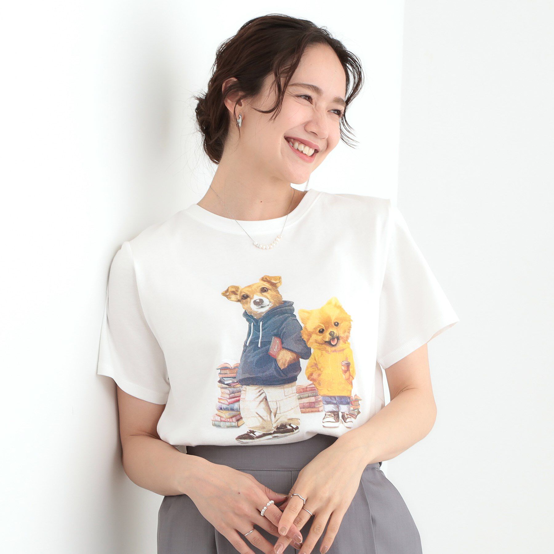 SHOO･LA･RUE「【洗える/S-LL】選べる4柄 プリントアソート ベーシックTシャツ」|Tシャツ・カットソー|