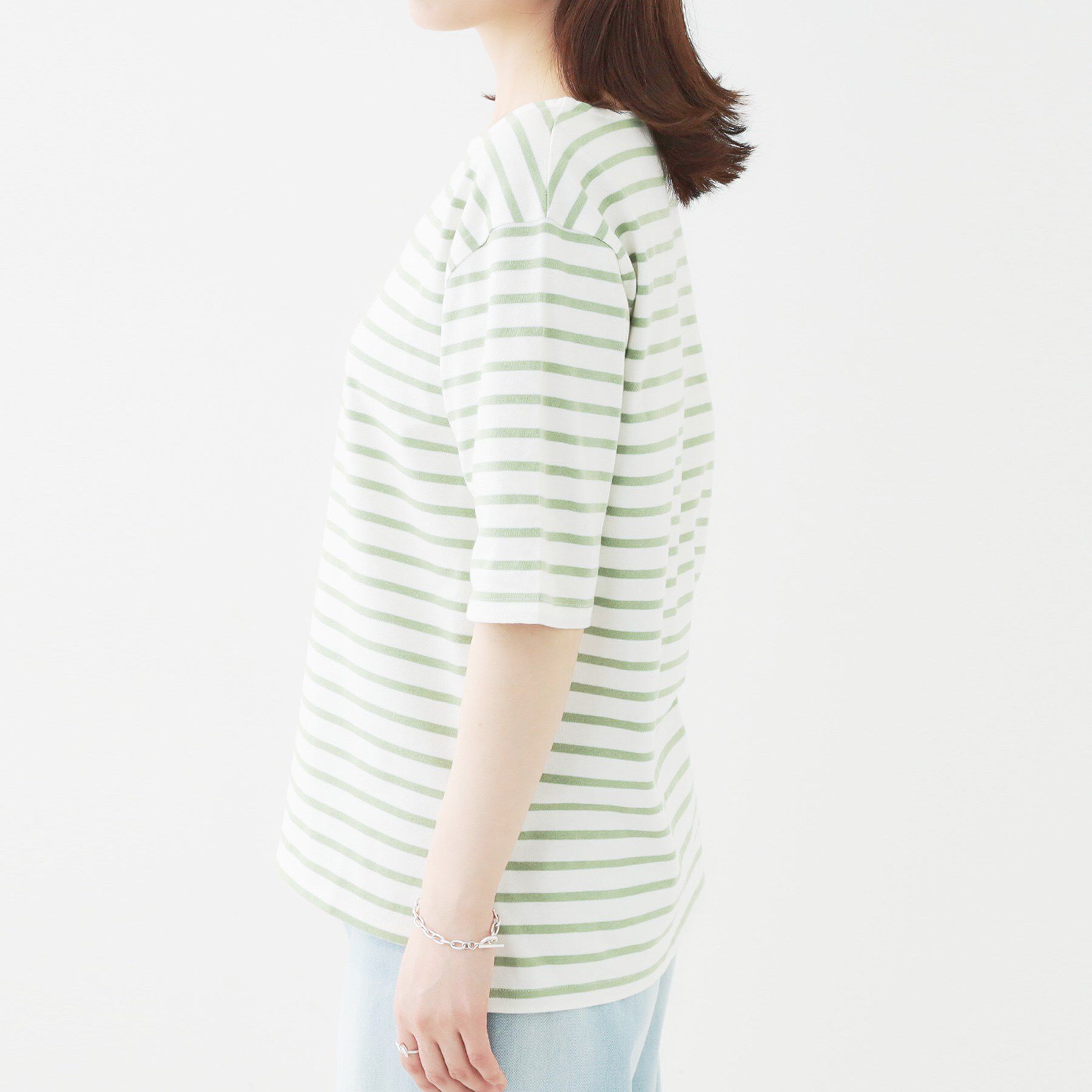 SHOO･LA･RUE「【洗える/S-LL/綿100％】5分袖ボートネックトップス」|Tシャツ・カットソー|