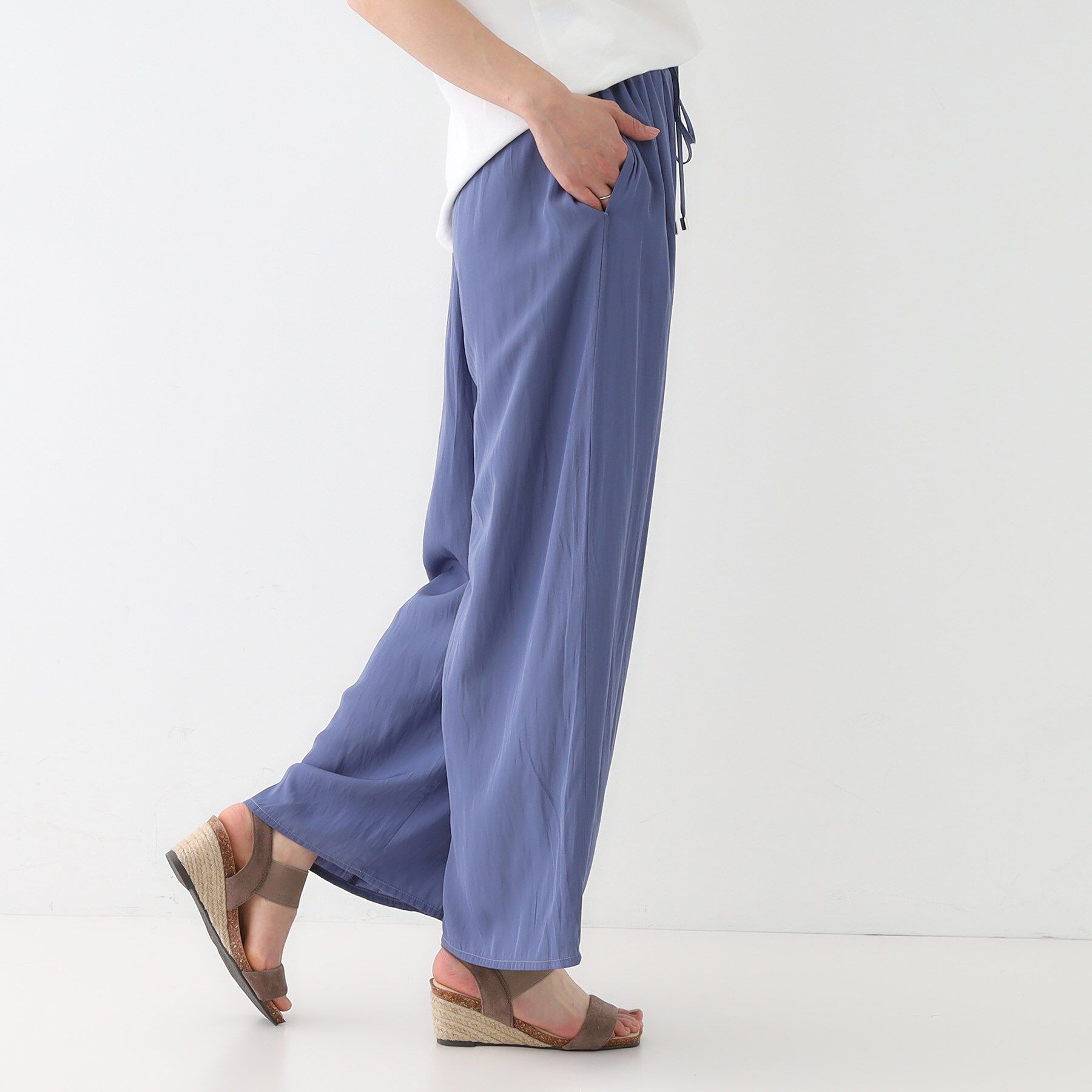 SHOO･LA･RUE「【高レビュー/着丈選べる】さらり柔らか マットサテンワイドパンツ」|その他|