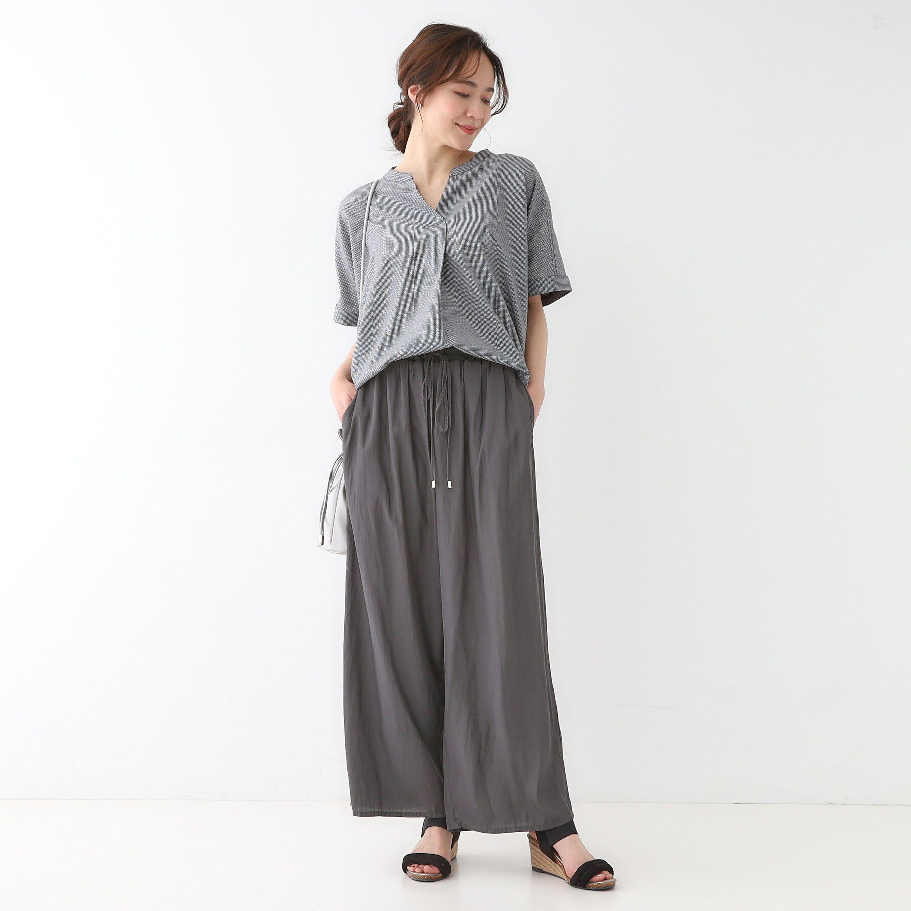 SHOO･LA･RUE「【高レビュー/着丈選べる】さらり柔らか マットサテンワイドパンツ」|その他|