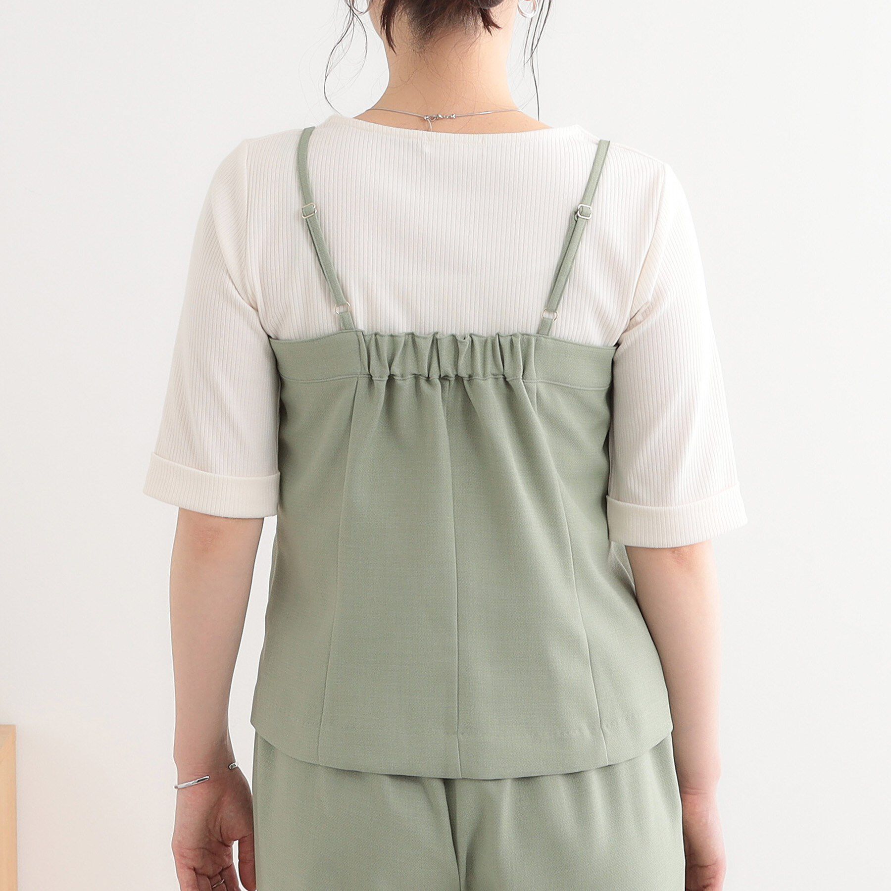 SHOO･LA･RUE「【セットアップ可】コーデが華やぐ 大人の麻調キャミビスチェ」|ベスト・ジレ|